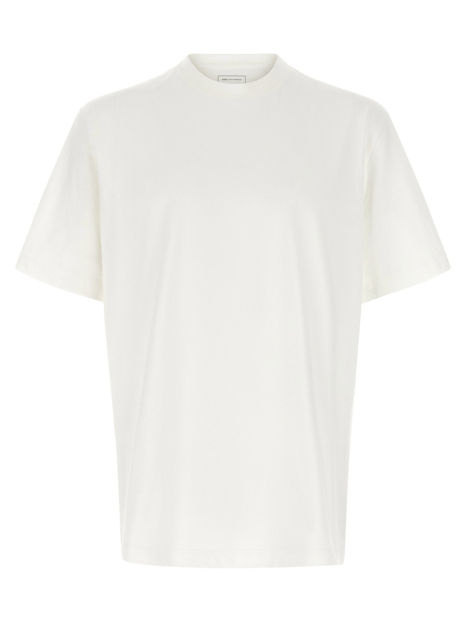 Wit Y-3 T-shirt met egale voorkant en geribde ronde hals