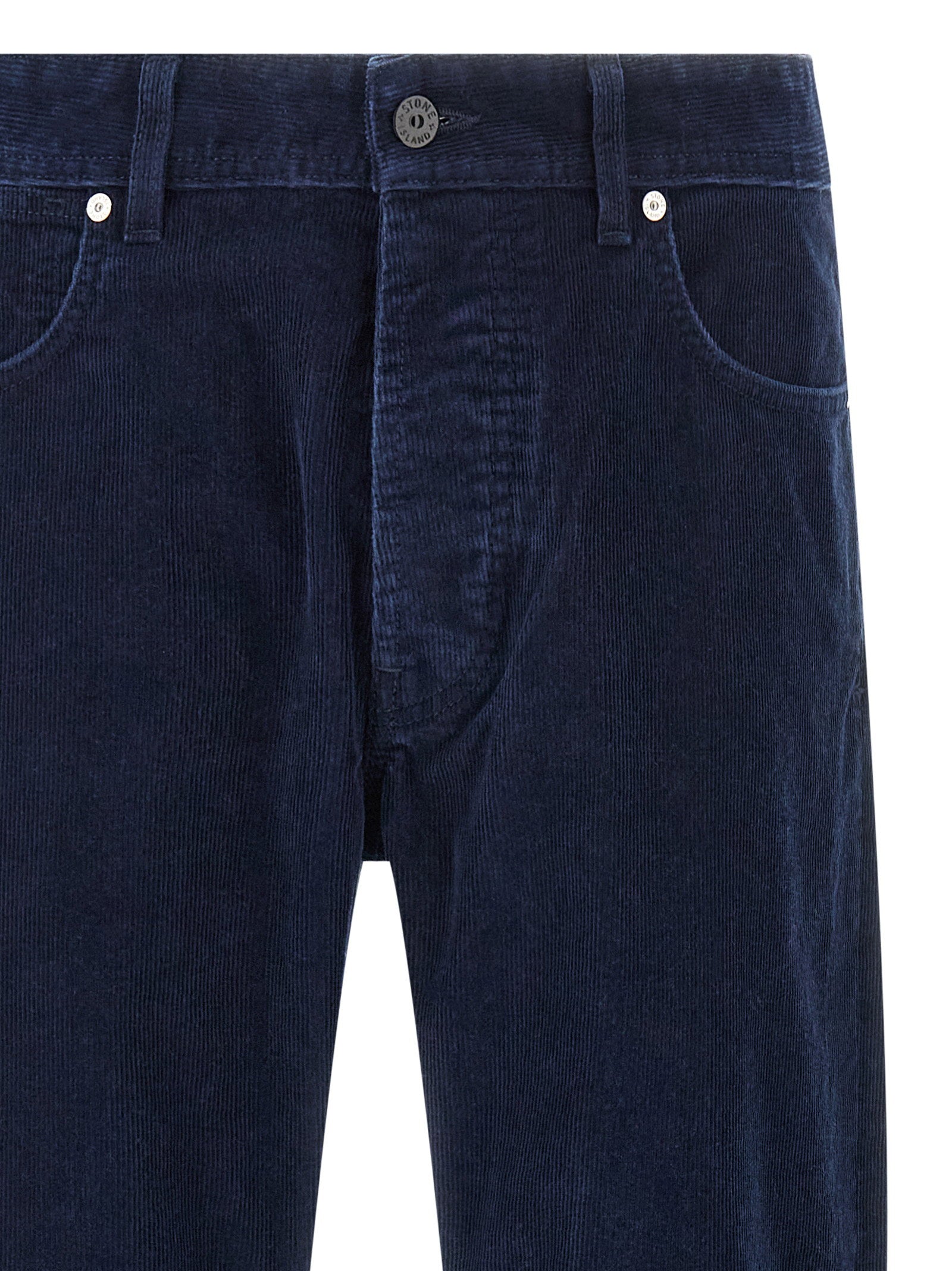 Stone Island Denim Research Micro Corduroy Broek Navy Blue Trousers Stone Island