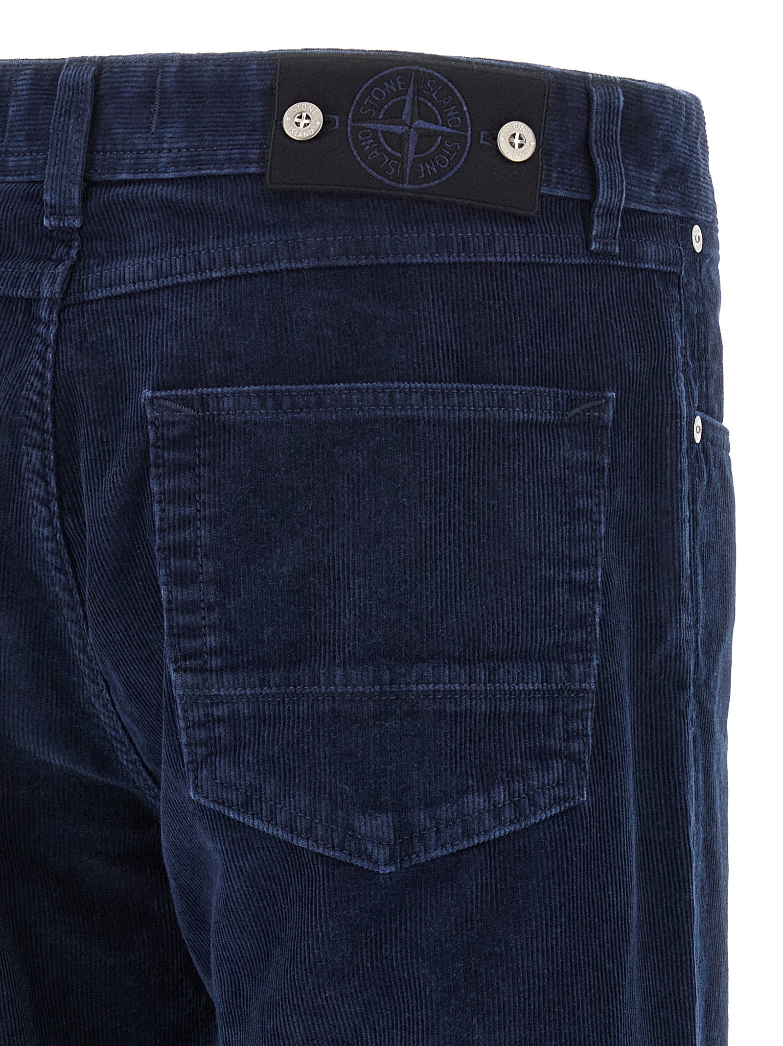 Stone Island Denim Research Micro Corduroy Broek Navy Blue Trousers Stone Island