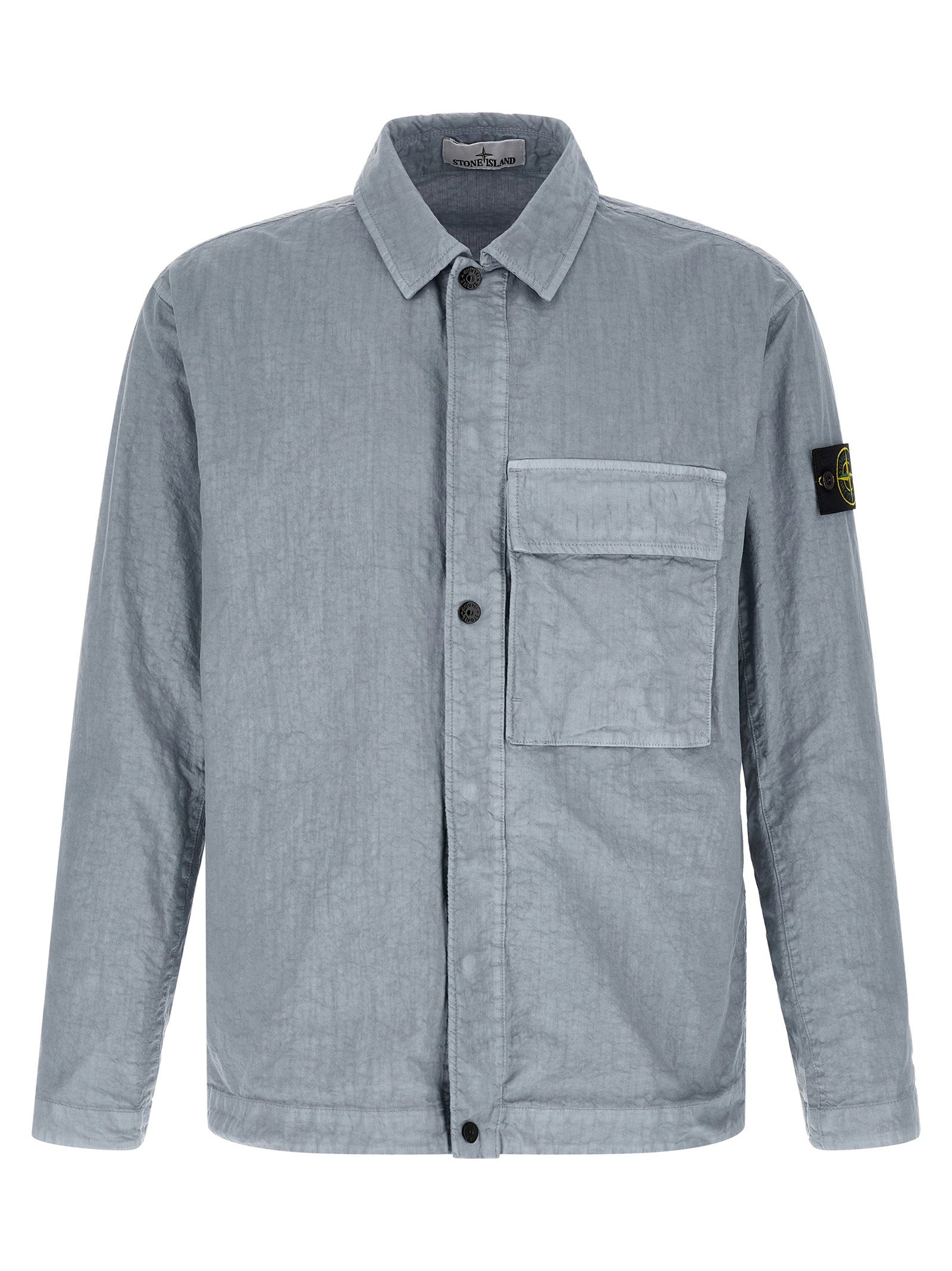 Stone Island 1200003 Organic-Look Nylon Panama-TC Overshirt in Grijs