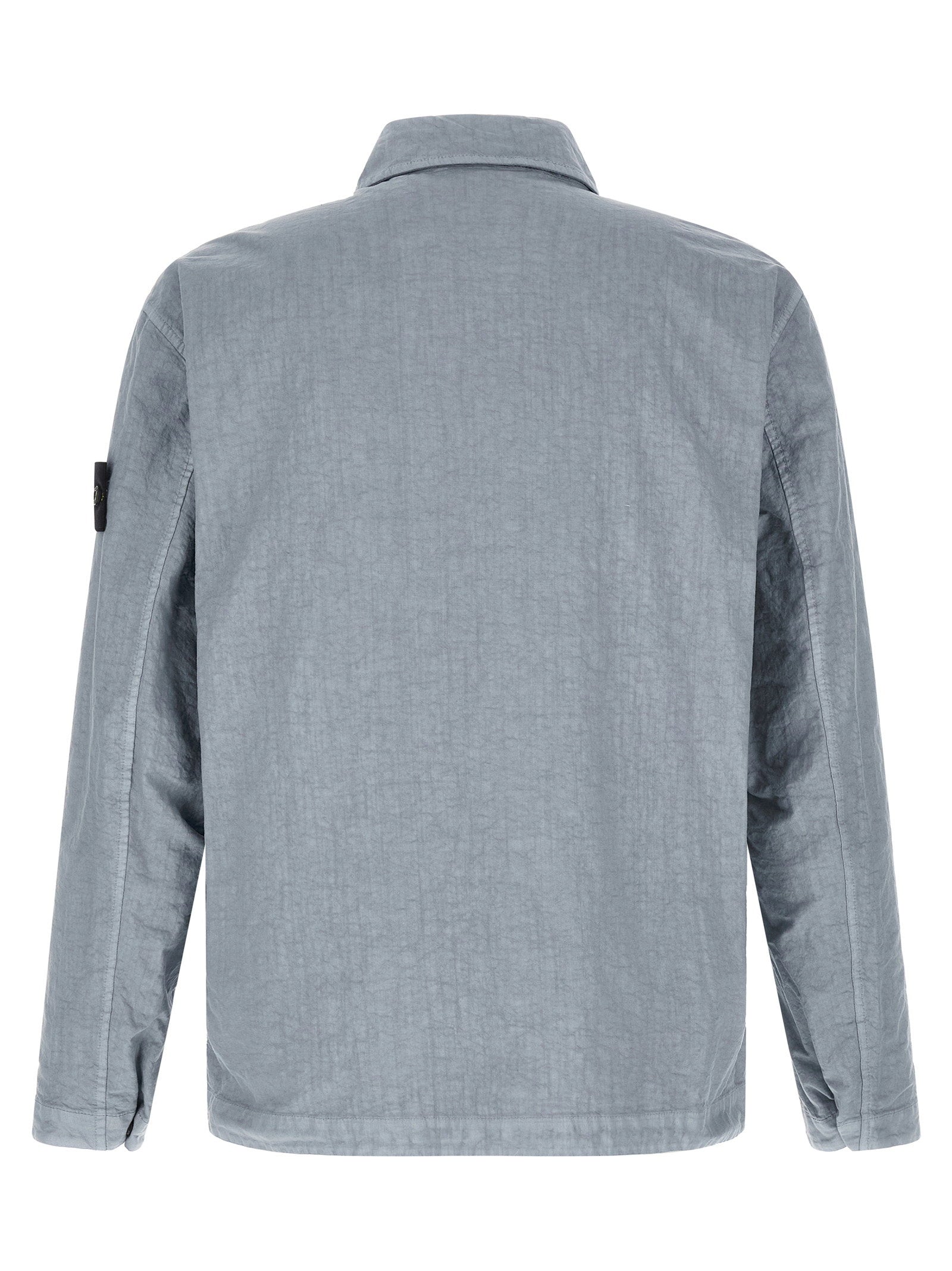 Stone Island 1200003 Organic-Look Nylon Panama-TC Overshirt Grijs Jackets Stone Island