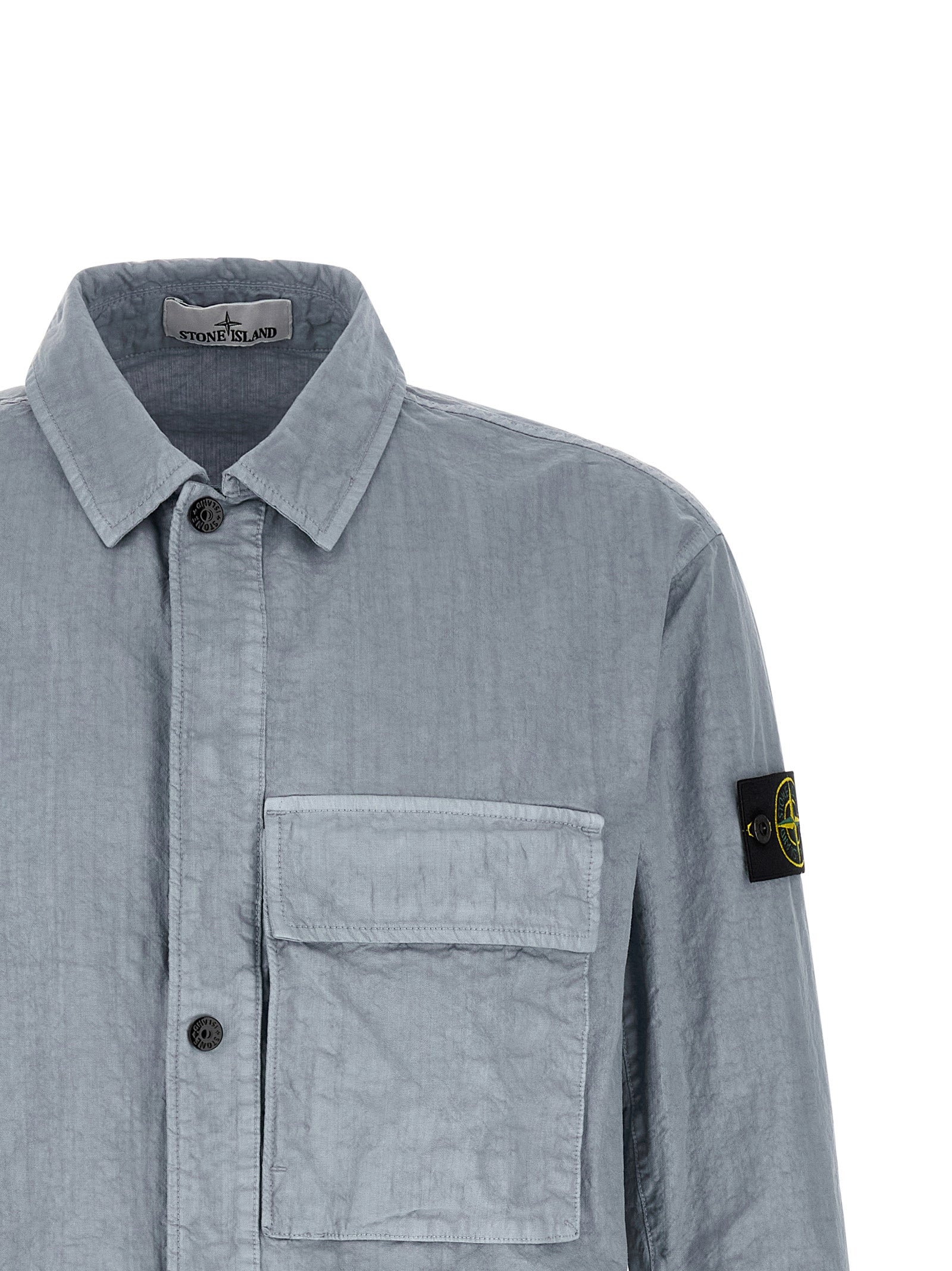 Stone Island 1200003 Organic-Look Nylon Panama-TC Overshirt Grijs-thumbmail-3
