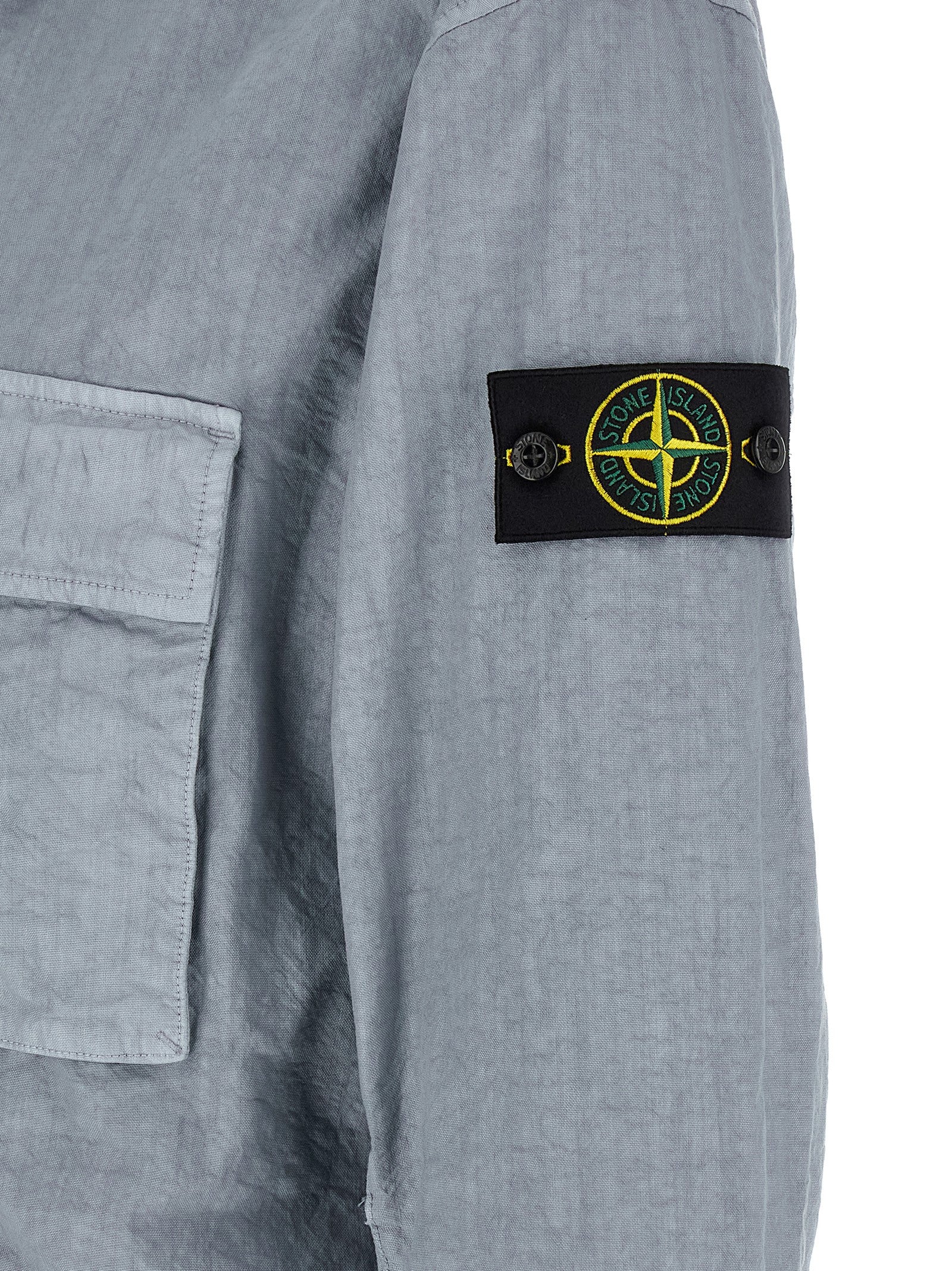 Stone Island 1200003 Organic-Look Nylon Panama-TC Overshirt Grijs-thumbmail-5
