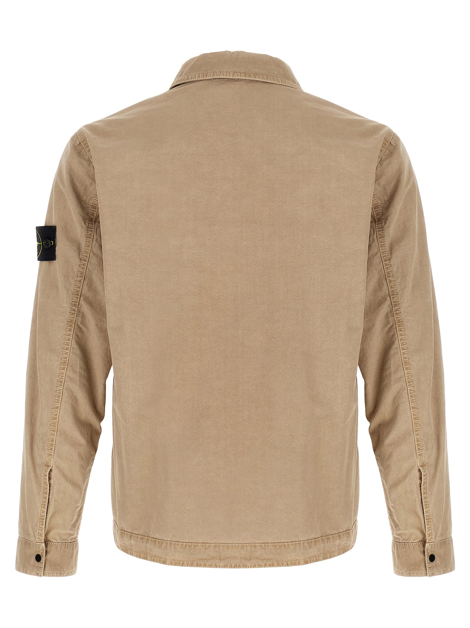 Stone Island 1200008 Brushed Organic Cotton Canvas Old Effect Overshirt Beige-thumbmail-2