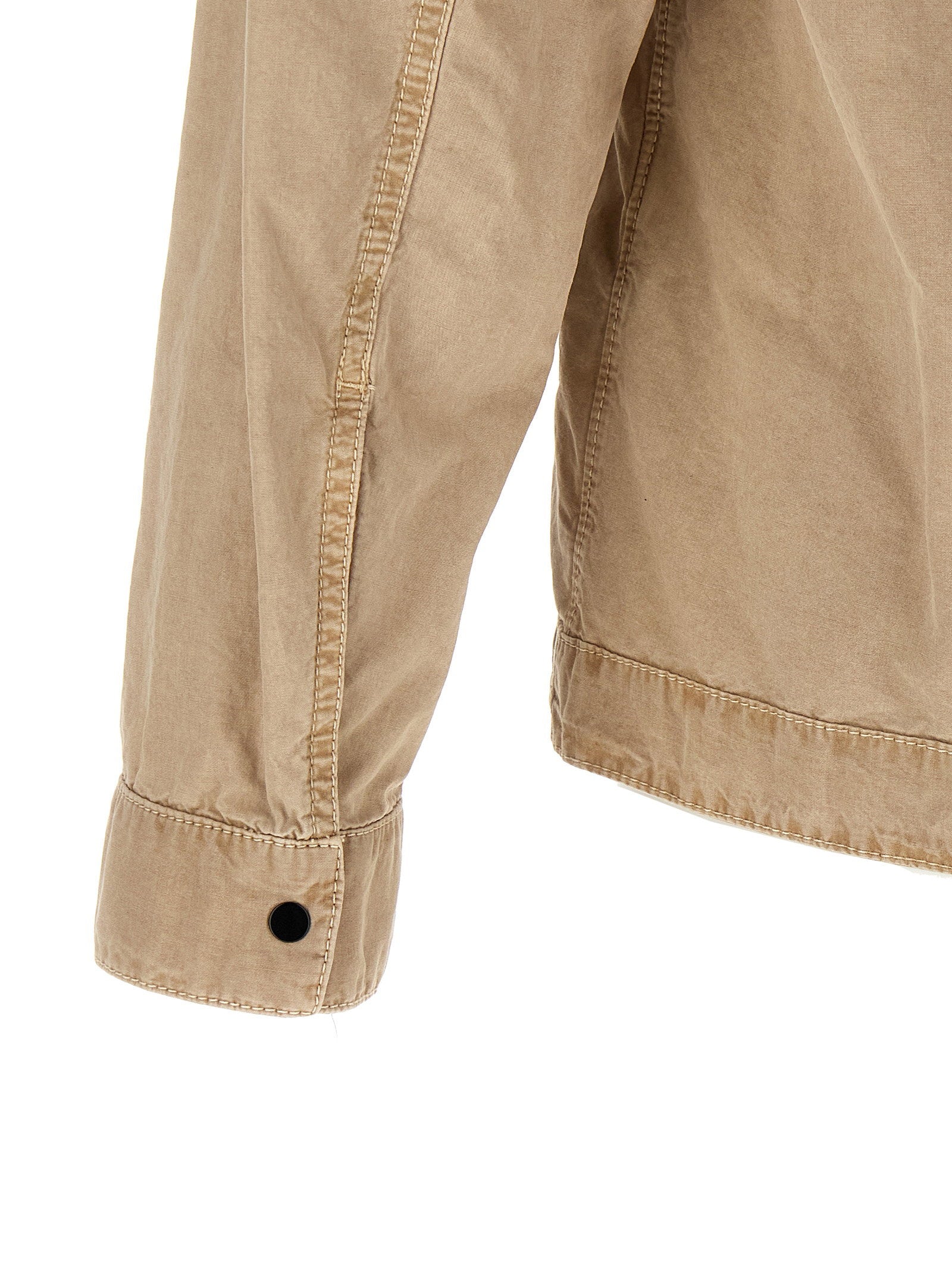 Stone Island 1200008 Brushed Organic Cotton Canvas Old Effect Overshirt Beige-thumbmail-4