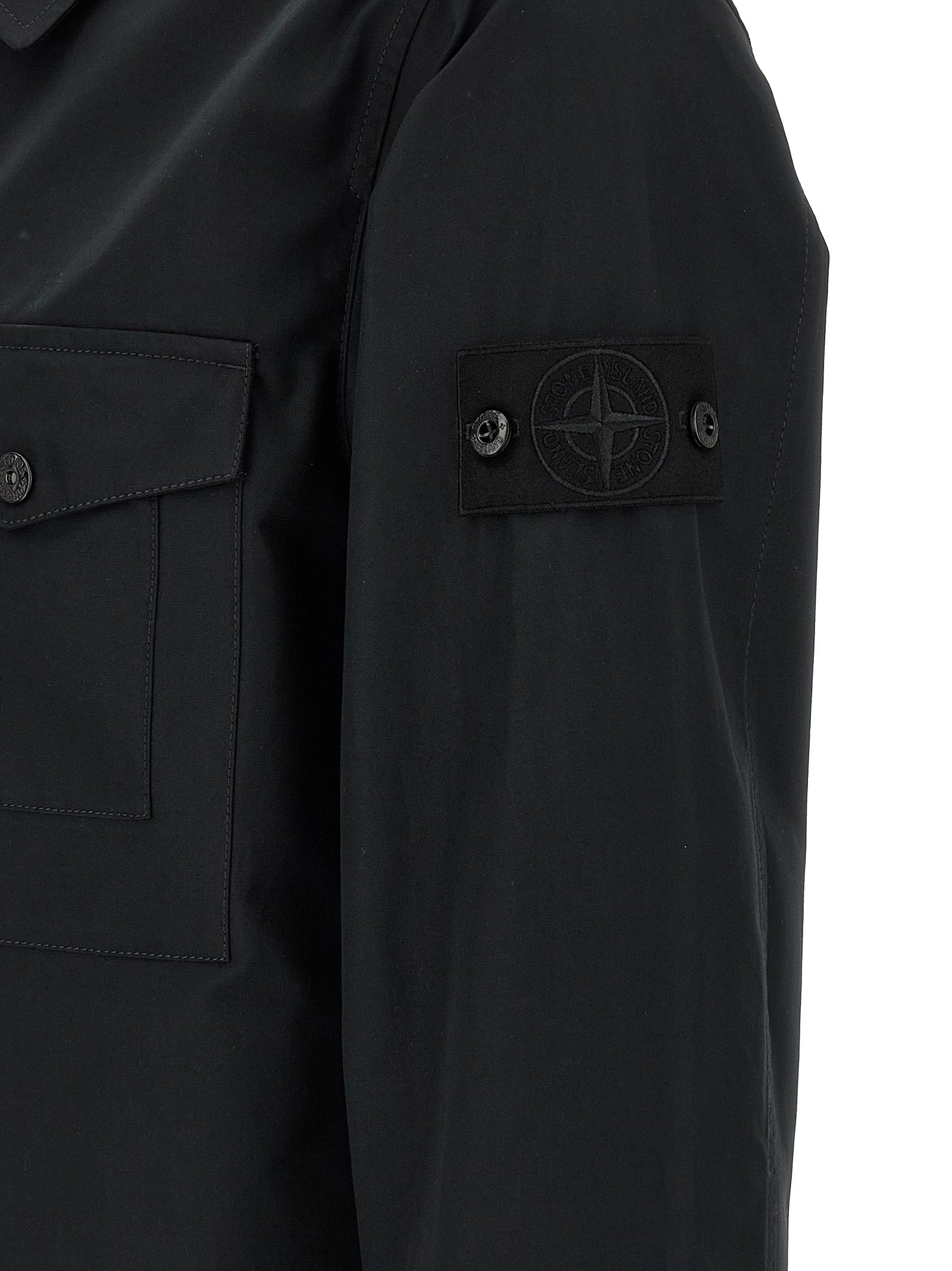 Stone Island 1200005 Mercerised Organic Cotton Ripstop Overshirt Zwart-thumbmail-5