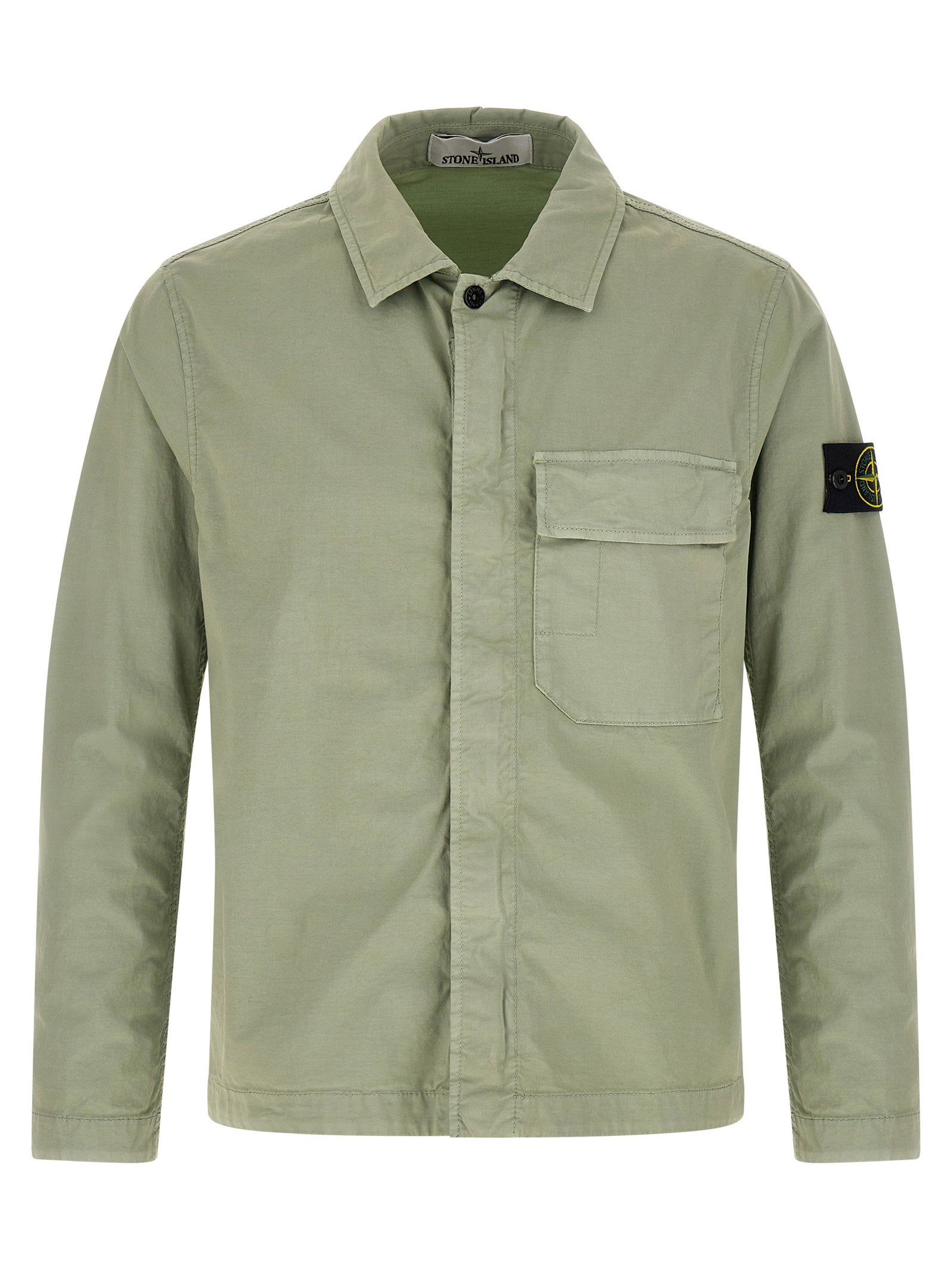 Stone Island 1200013 Stretch Organic Cotton Twill Overshirt Sage Green