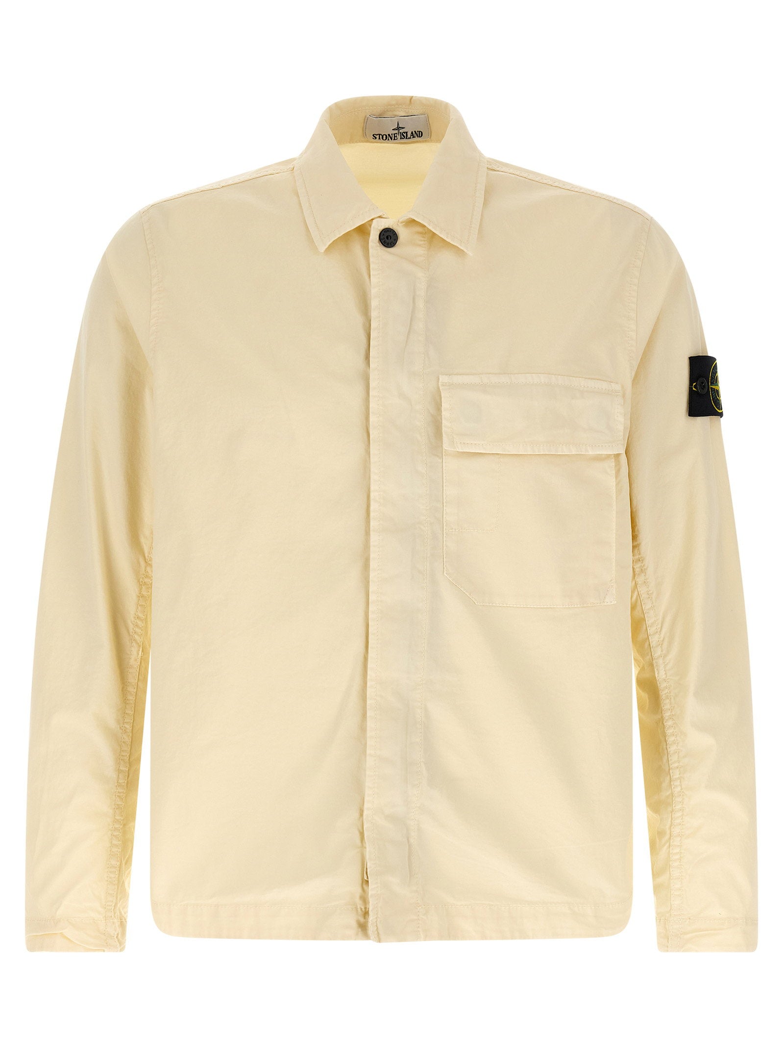 Stone Island Garment Dyed Stretch Twill Overshirt Geel Shirts Stone Island