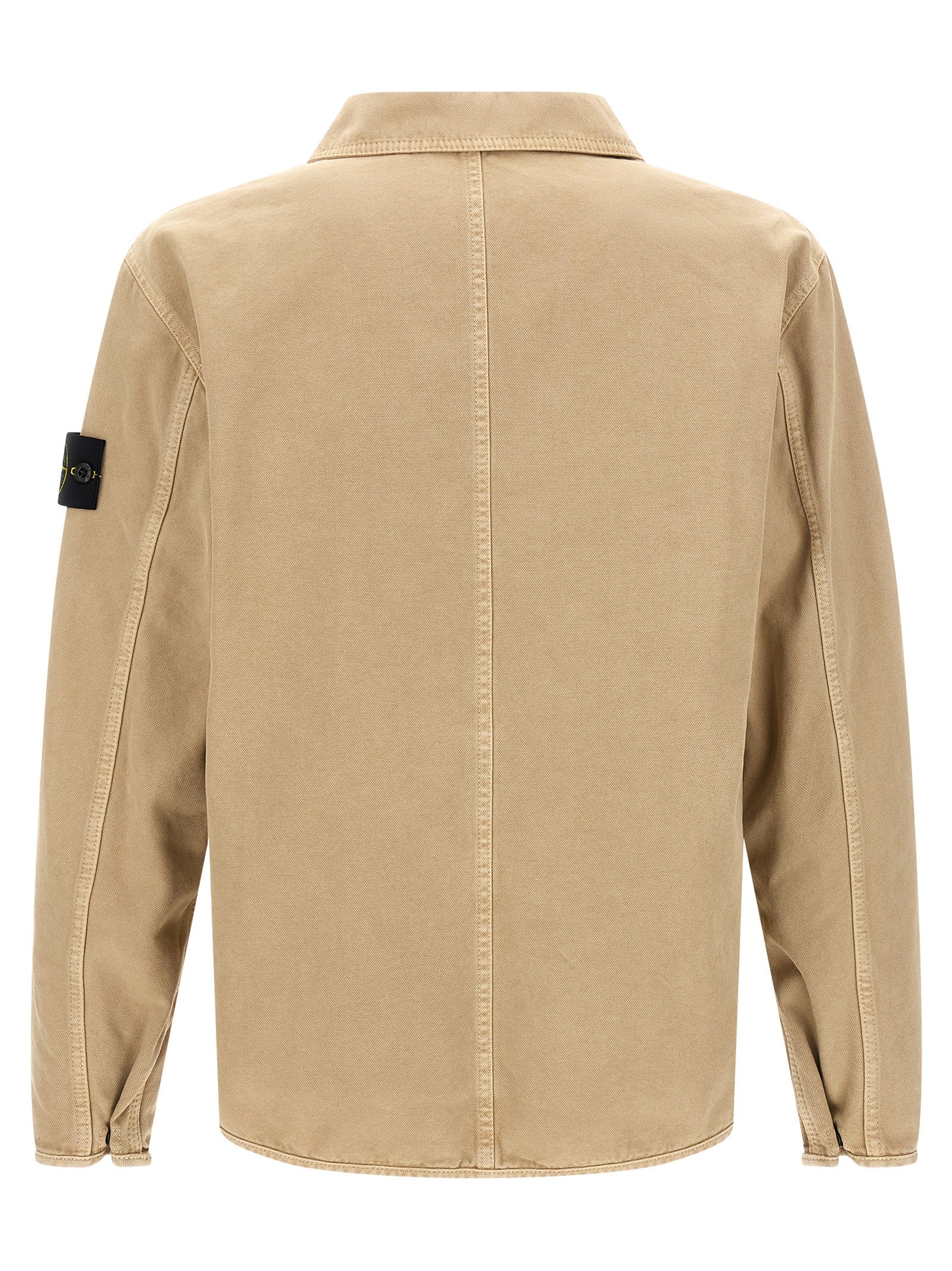Stone Island 1200014 Organic Panama Cotton Old Effect Overshirt Desert-thumbmail-2
