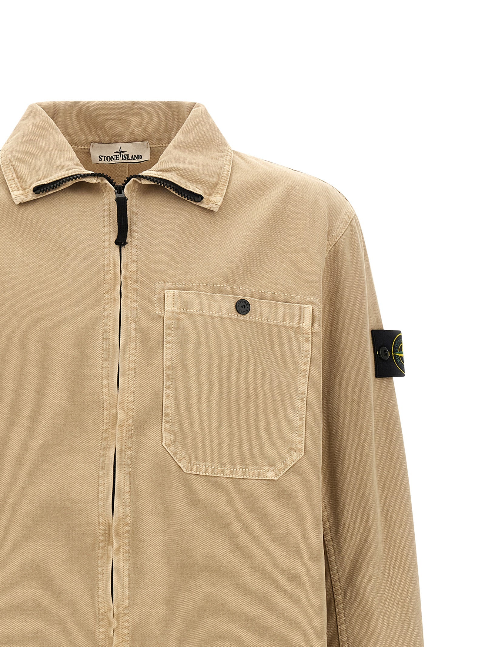Stone Island 1200014 Organic Panama Cotton Old Effect Overshirt Desert-thumbmail-3