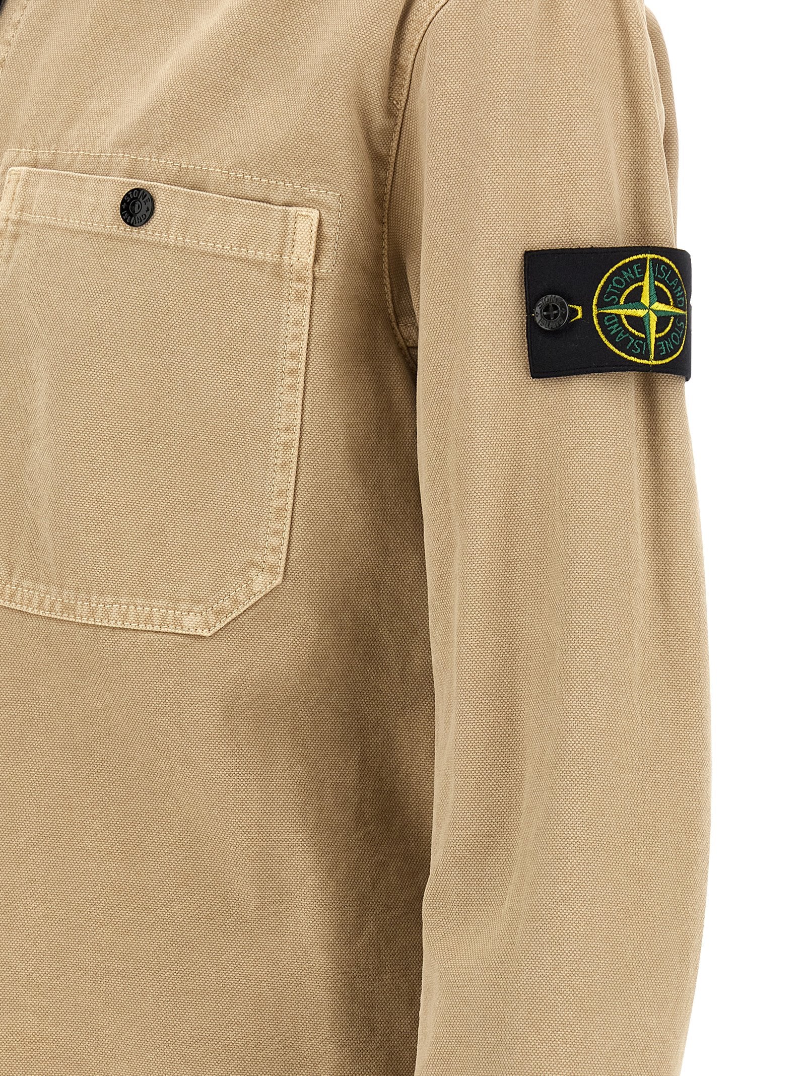 Stone Island 1200014 Organic Panama Cotton Old Effect Overshirt Desert-thumbmail-4