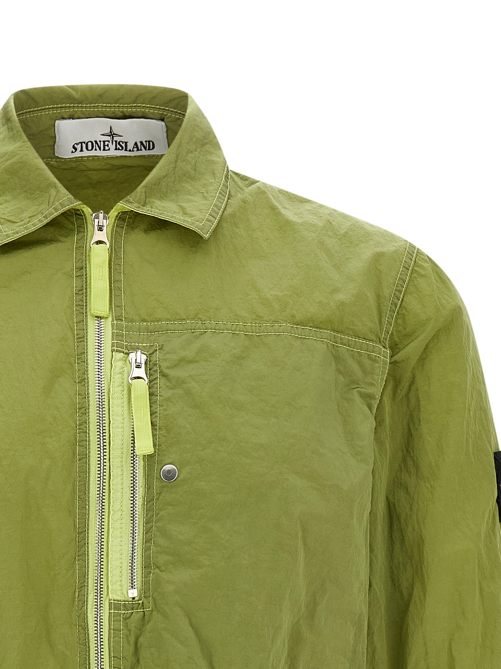 Stone Island 1200038 Nylon Metal ECONYL Overshirt Green-thumbmail-3
