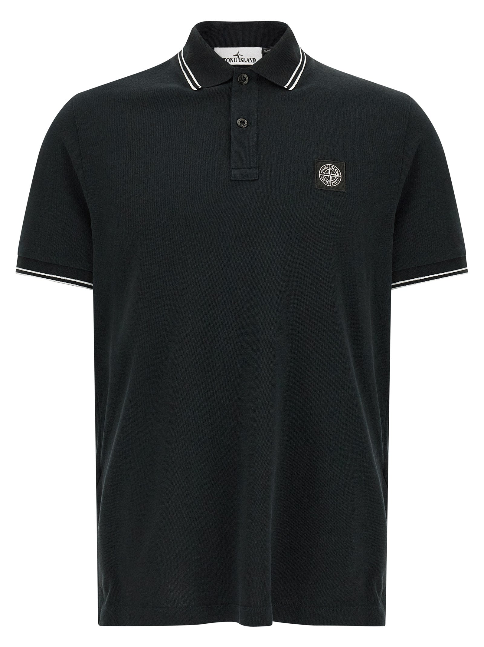 Stone Island 2200010 Cotton Piqué Poloshirt Black