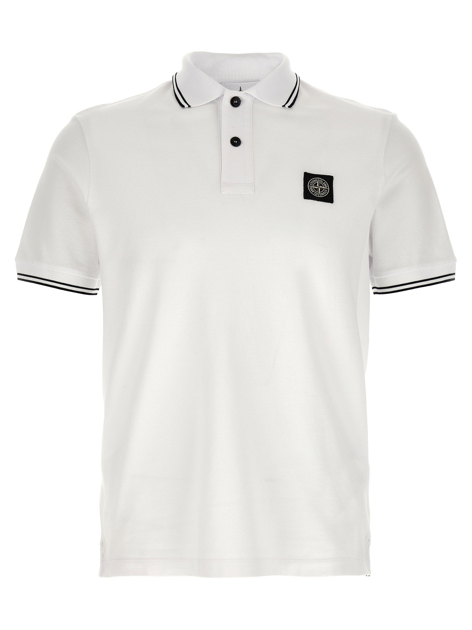 Stone Island 2200010 Poloshirt Wit - vooraanzicht met Compass-logo
