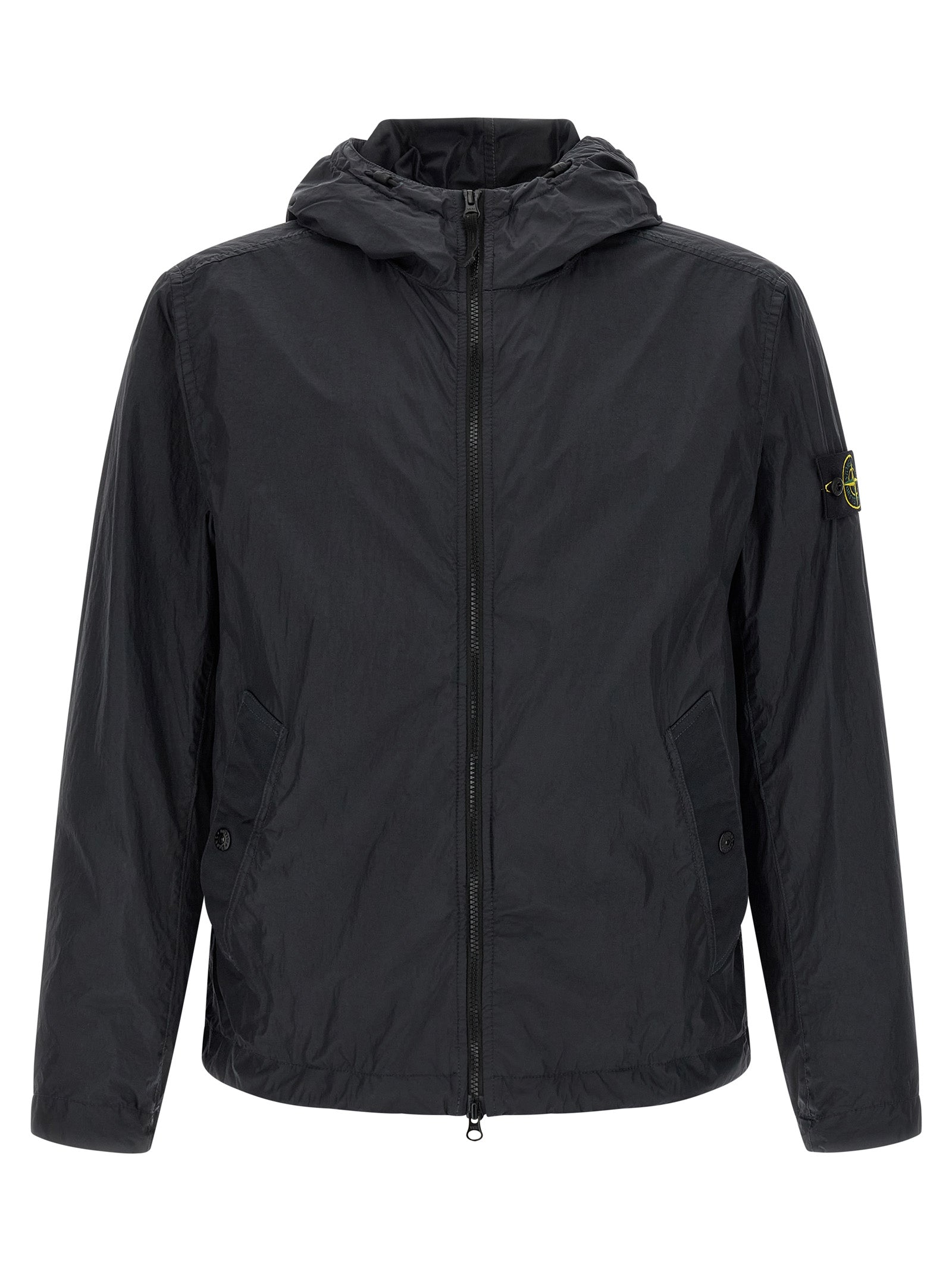 Stone Island 4100001 Crinkle Reps NY Hooded Jacket Zwart