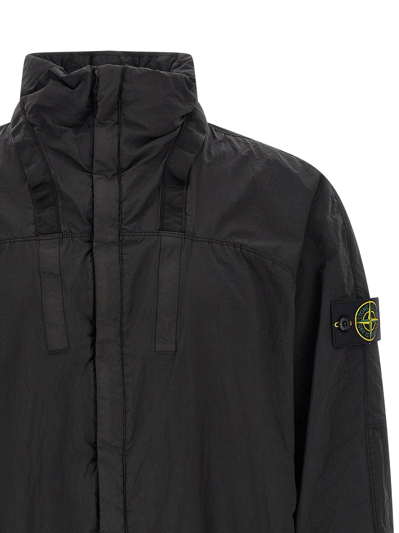 Stone Island 4100064 Nylon Metal Watro-TC Stand Collar Jack Zwart-thumbmail-3