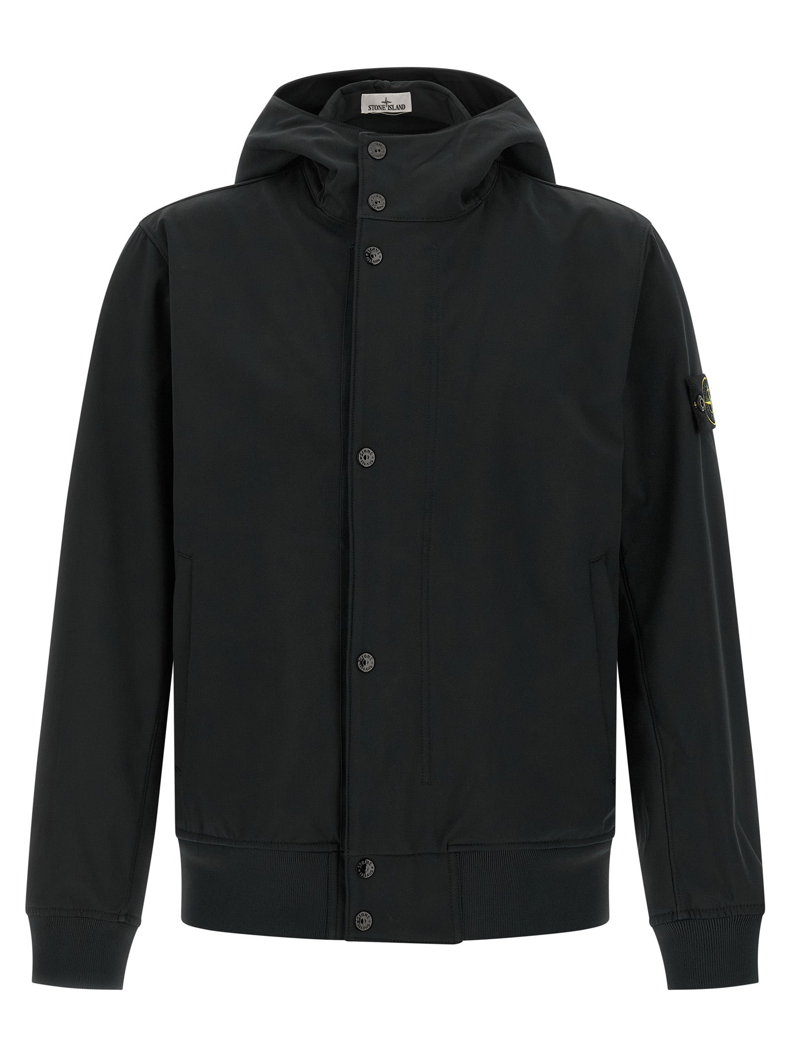 Stone Island 410018 Soft Shell Hooded Jacket Black