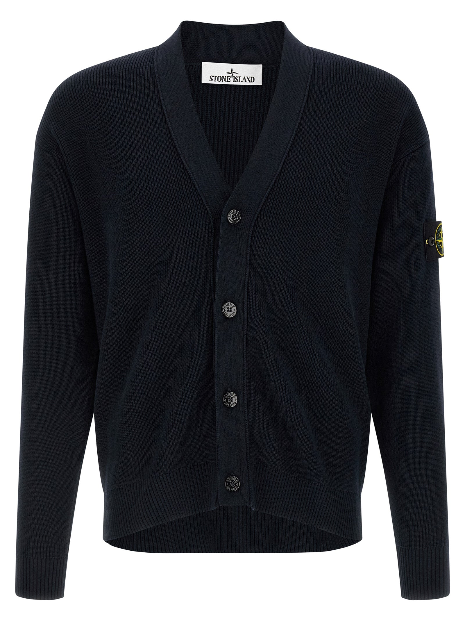 Stone Island 5100009 Ribbed Soft Organic Cotton Cardigan Zwart