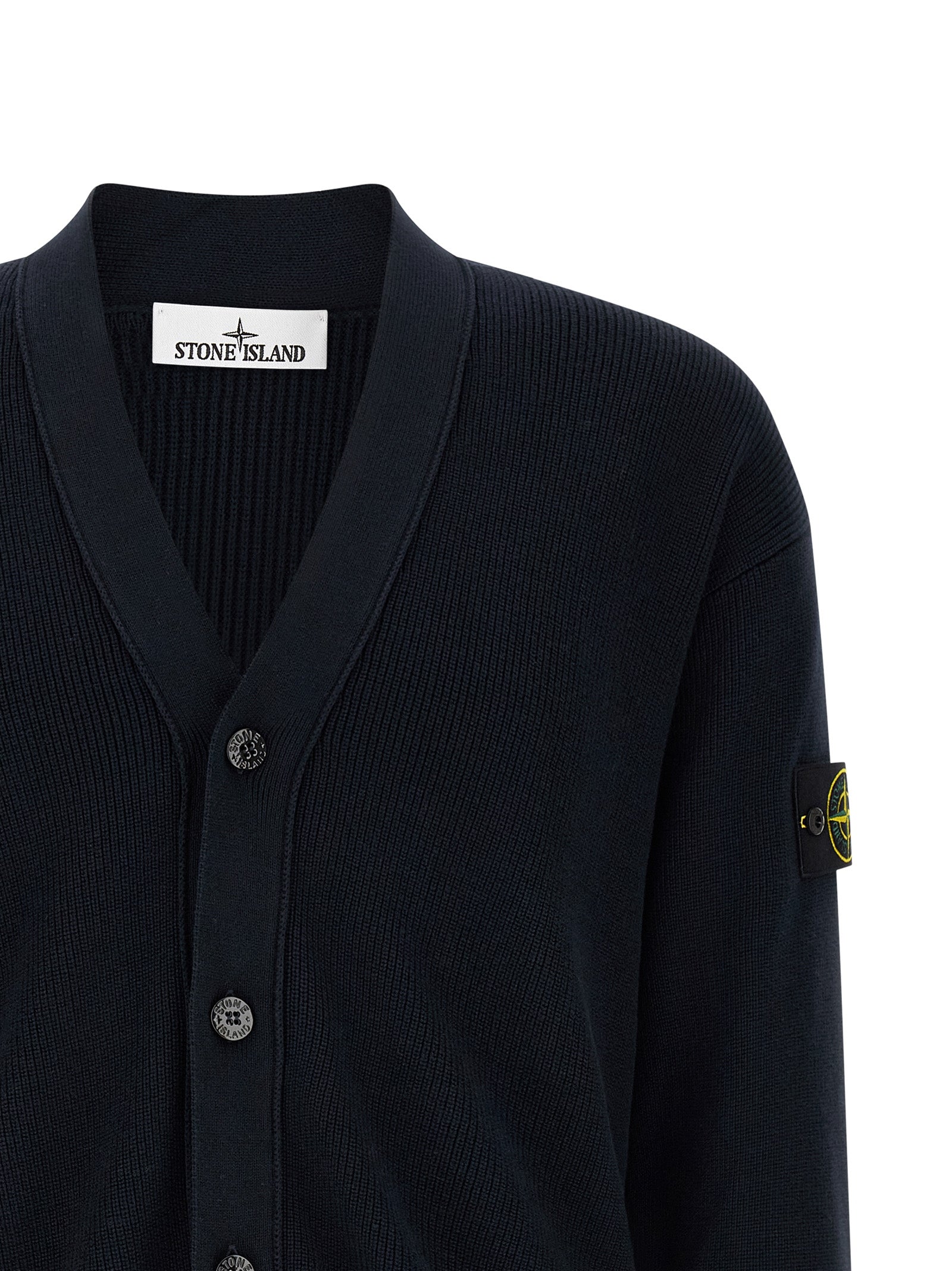 Stone Island 5100009 Ribbed Soft Organic Cotton Cardigan Zwart-thumbmail-3
