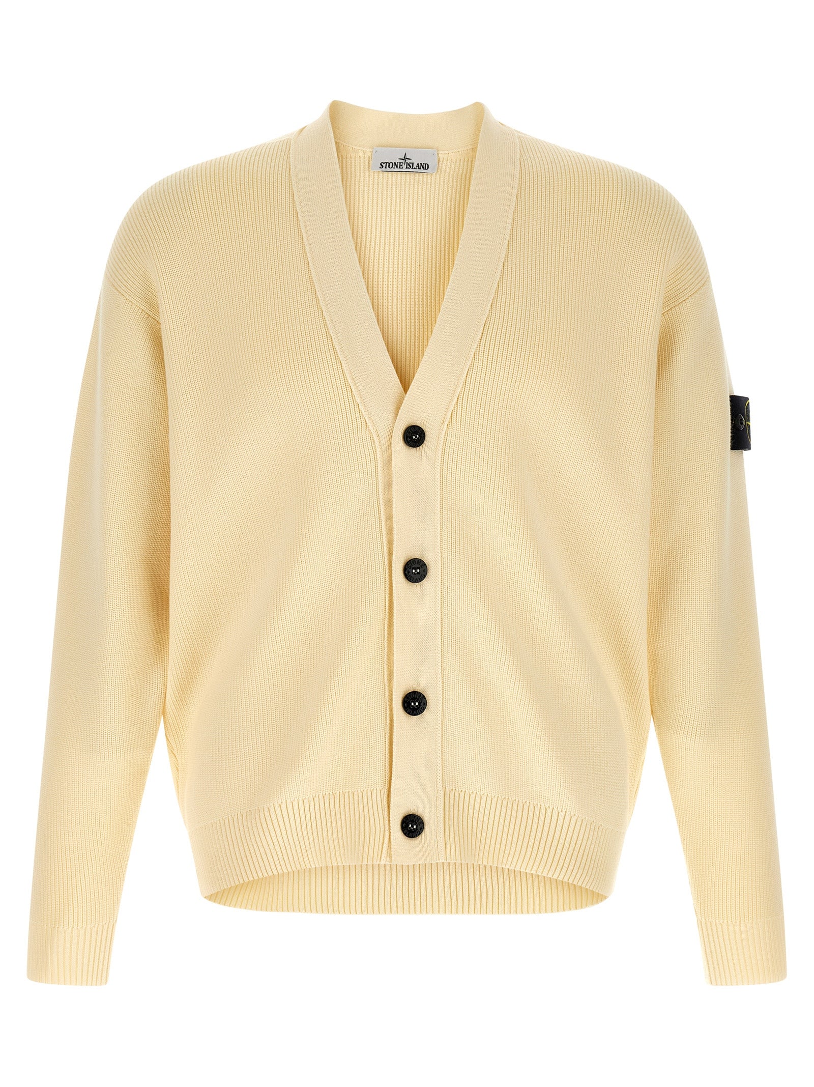 Stone Island 5100009 Ribbed Soft Organic Cotton Cardigan Geel
