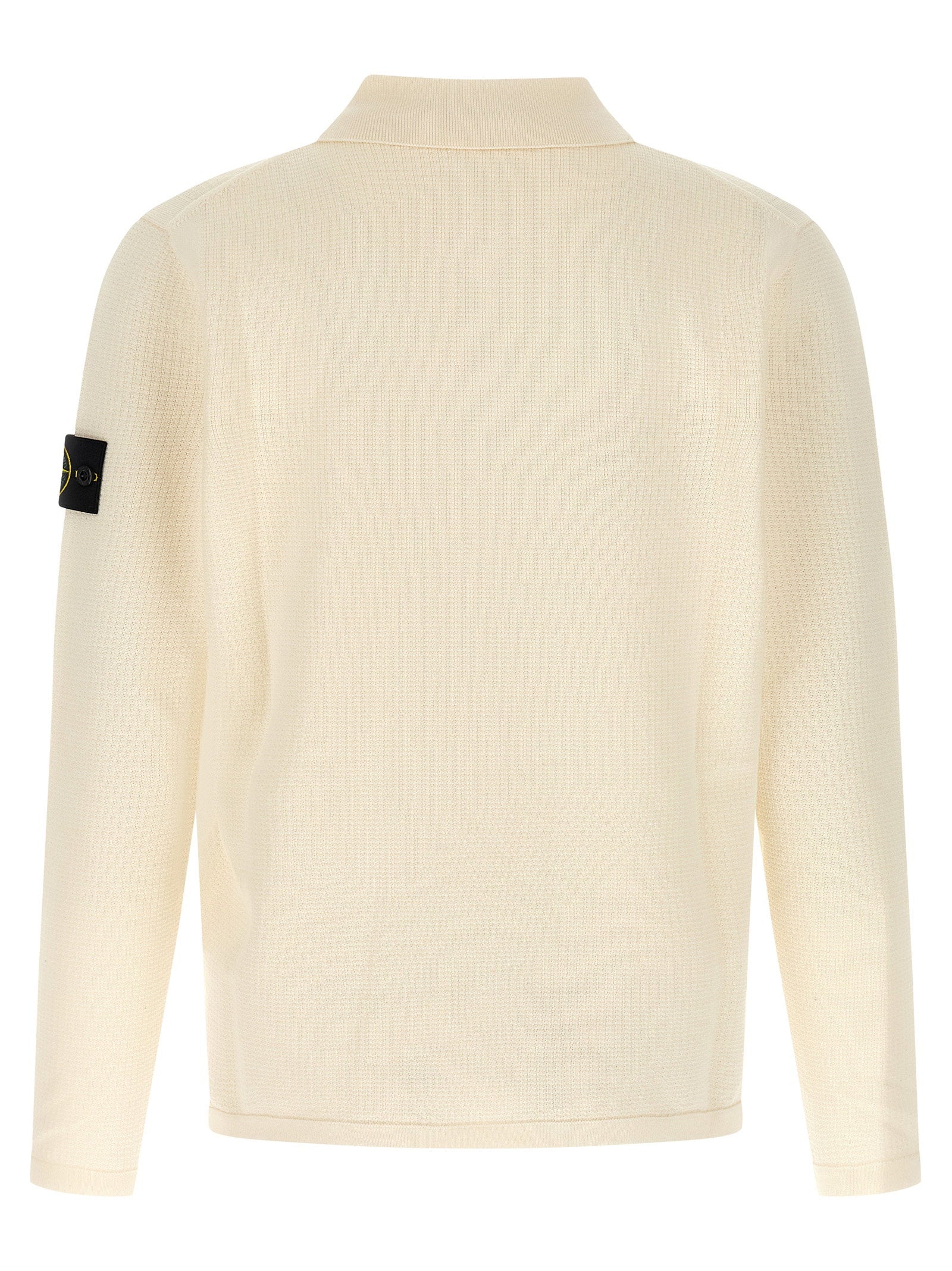 Stone Island 5100024 Geribde Organisch Katoenen Polo Beige Shirts Stone Island