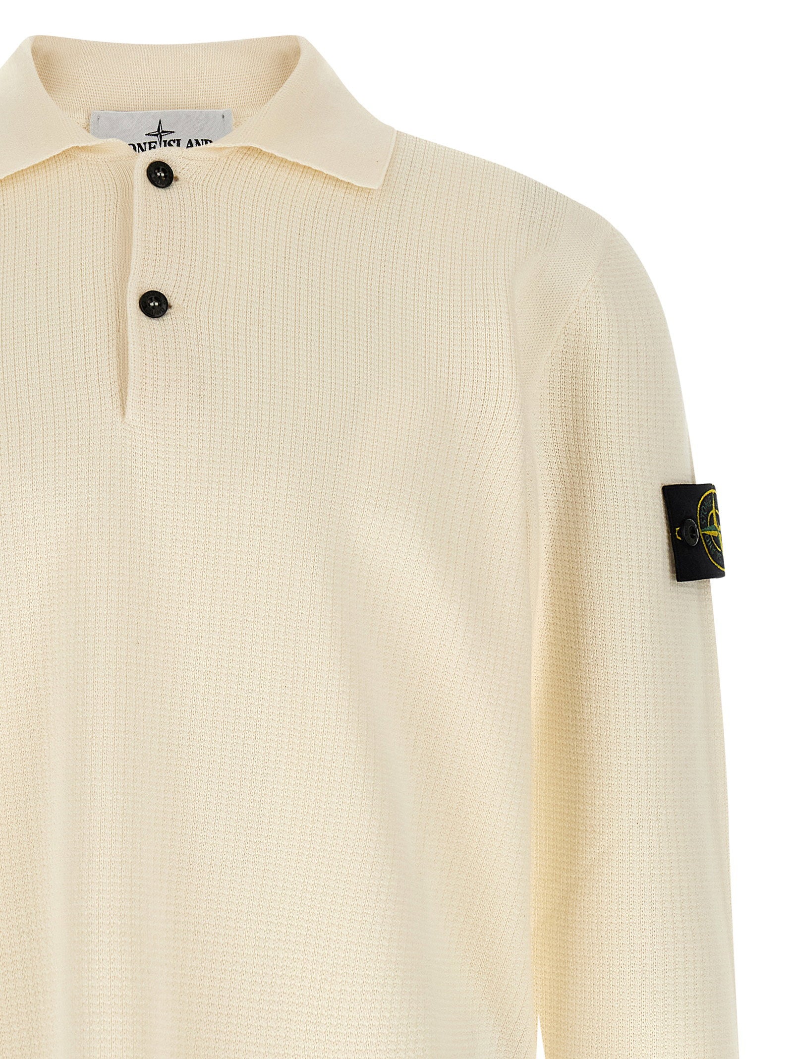 Stone Island 5100024 Geribde Organisch Katoenen Polo Beige Shirts Stone Island