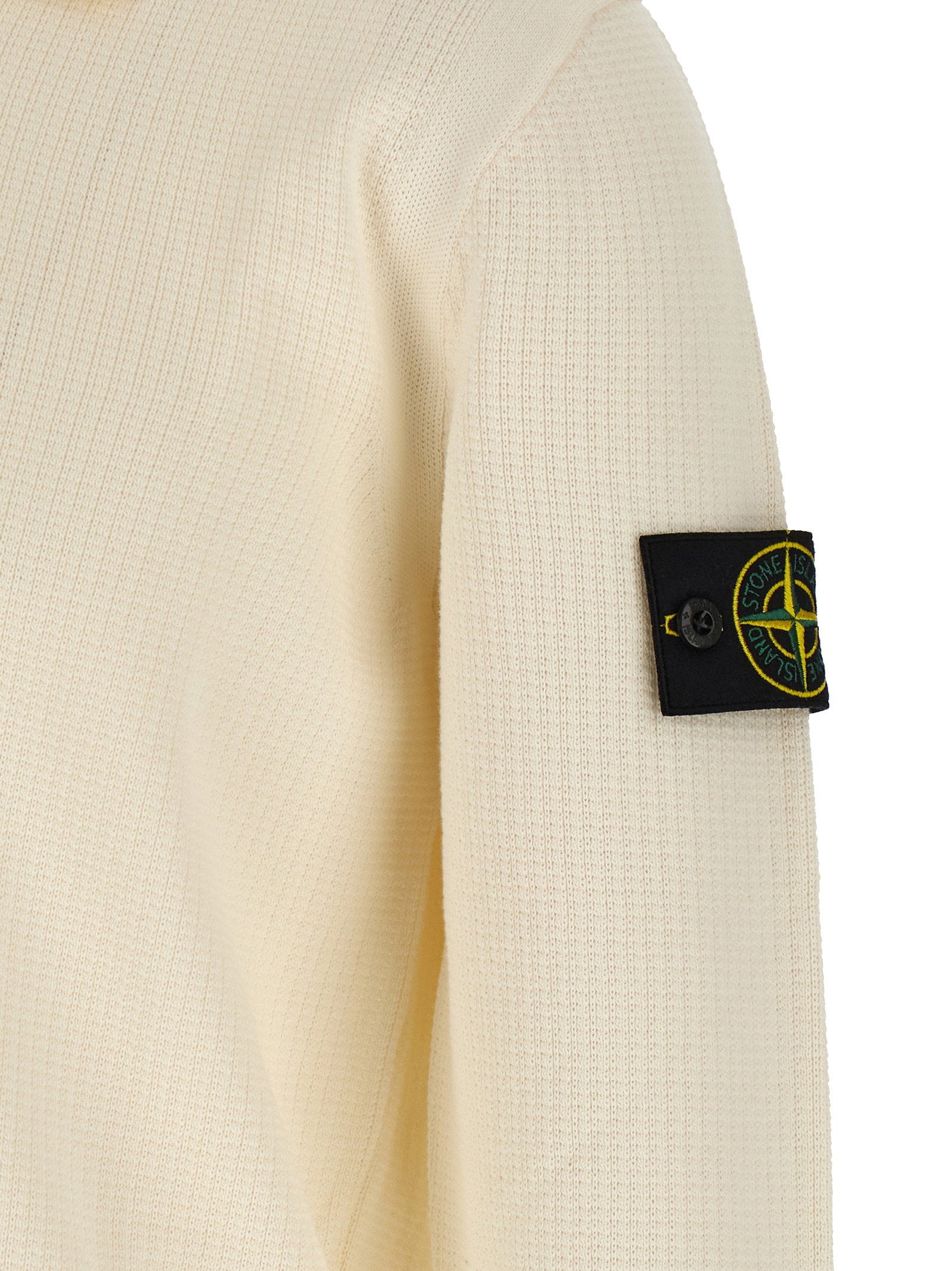 Stone Island 5100024 Geribde Organisch Katoenen Polo Beige Shirts Stone Island