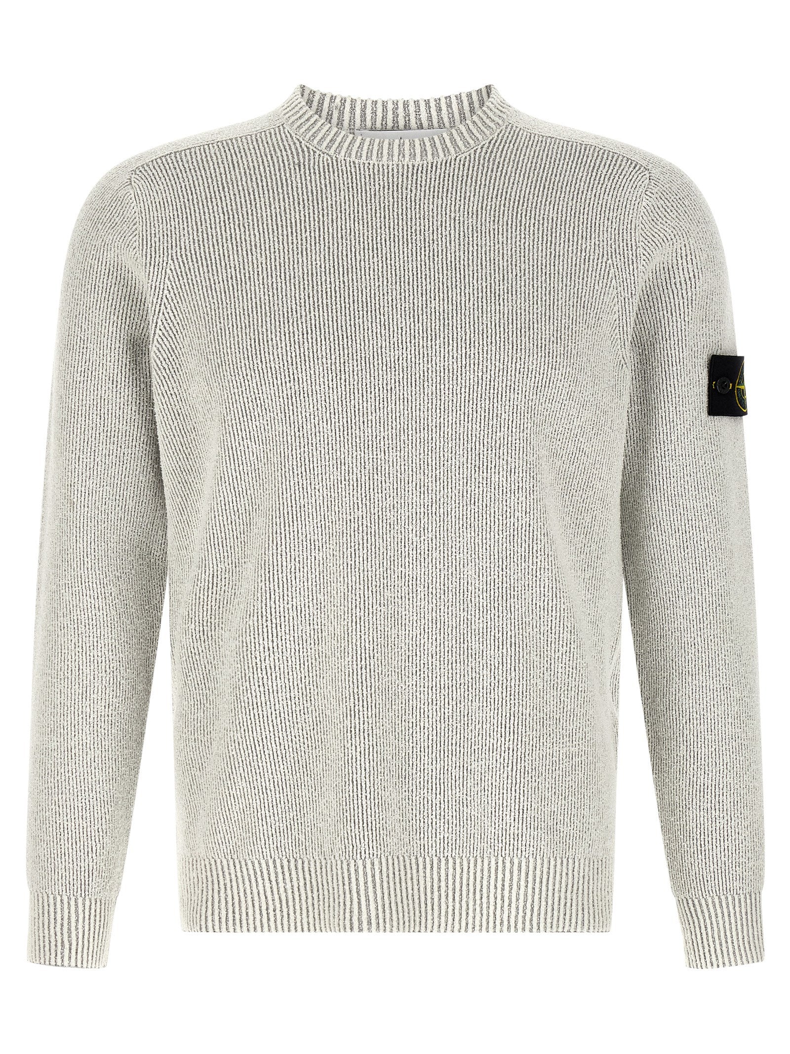 Stone Island 5100033 Ribbed Bouclé Cotton Sweater Ivory