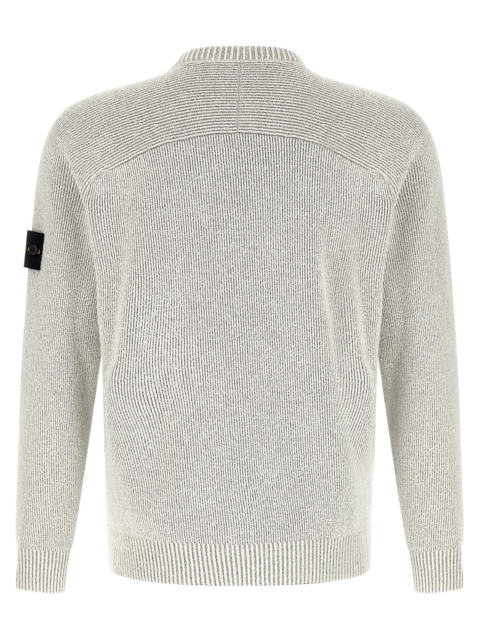 Stone Island 5100033 Ribbed Bouclé Cotton Sweater Ivory