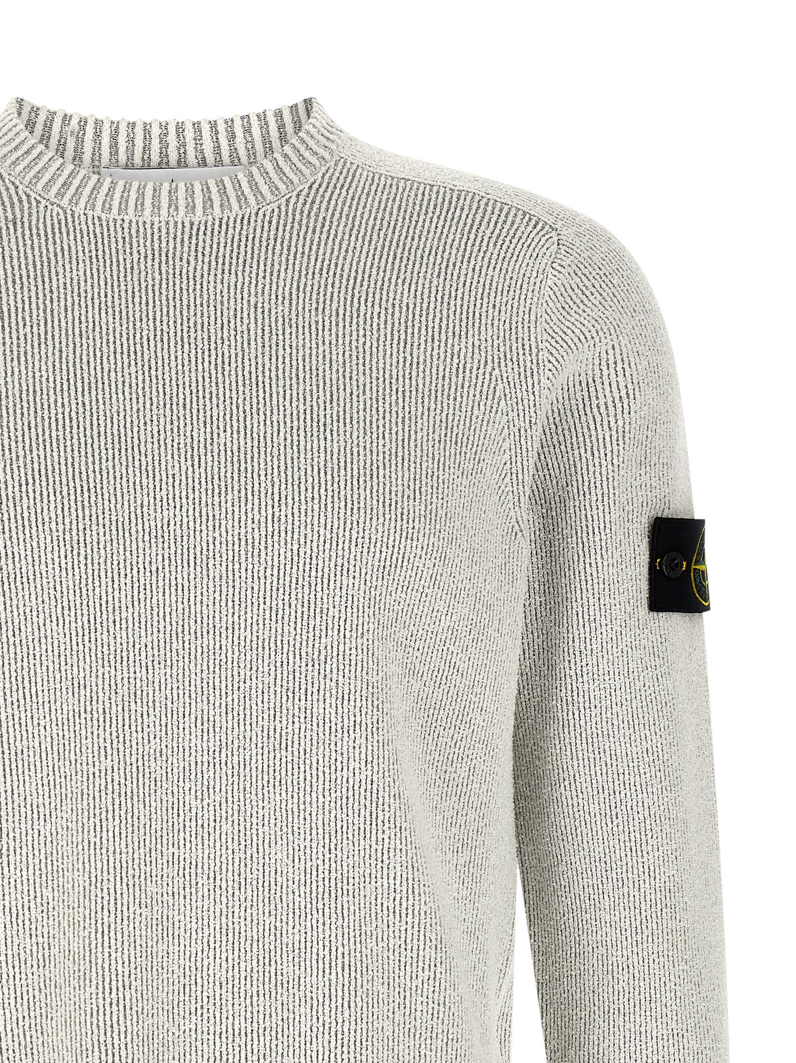 Stone Island 5100033 Plated Rib Cotton Bouclé Sweater Grijs Melange-thumbmail-3