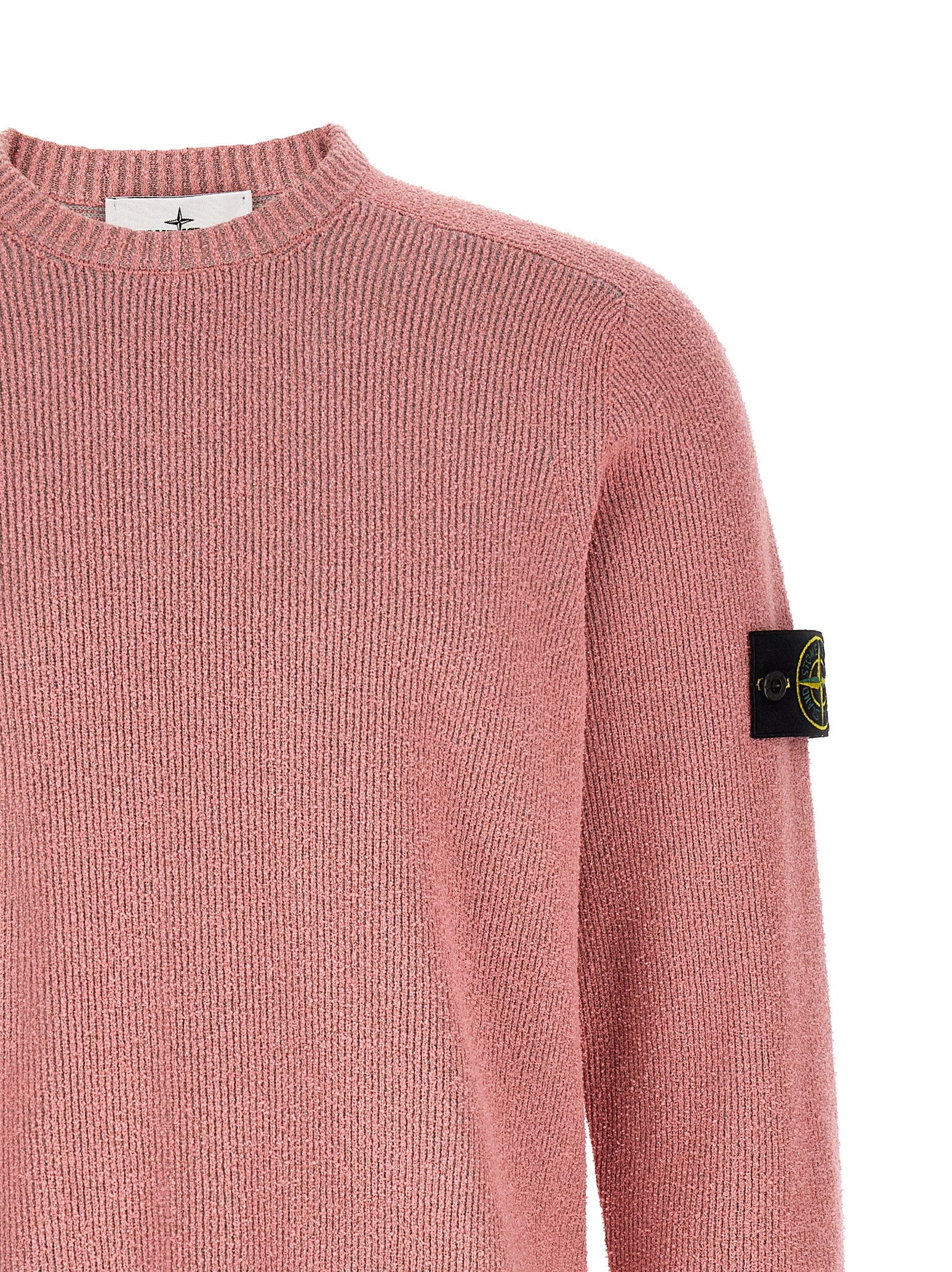 Stone Island 5100033 Plated Rib Cotton Bouclé Sweater Roze-thumbmail-3