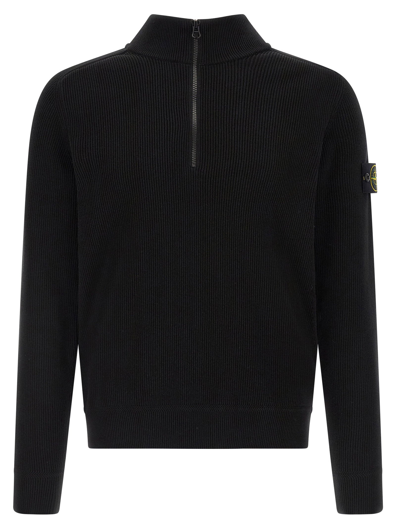 Stone Island 5100124 Organic Cotton Half-Zip Trui Zwart Trui Stone Island
