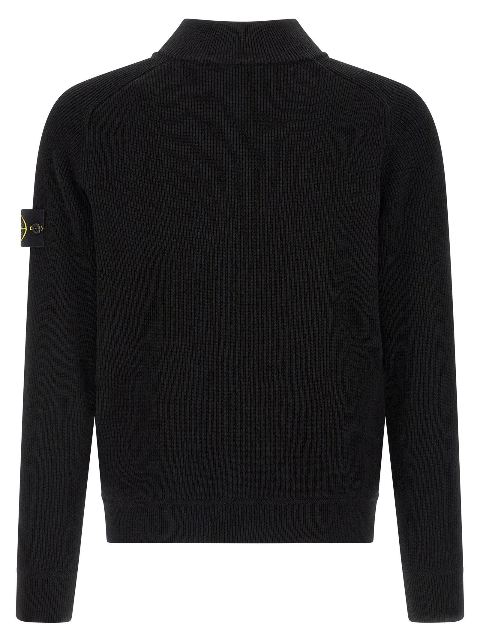 Stone Island 5100124 Ribbed Soft Organic Cotton Half-Zip Trui Zwart-thumbmail-2