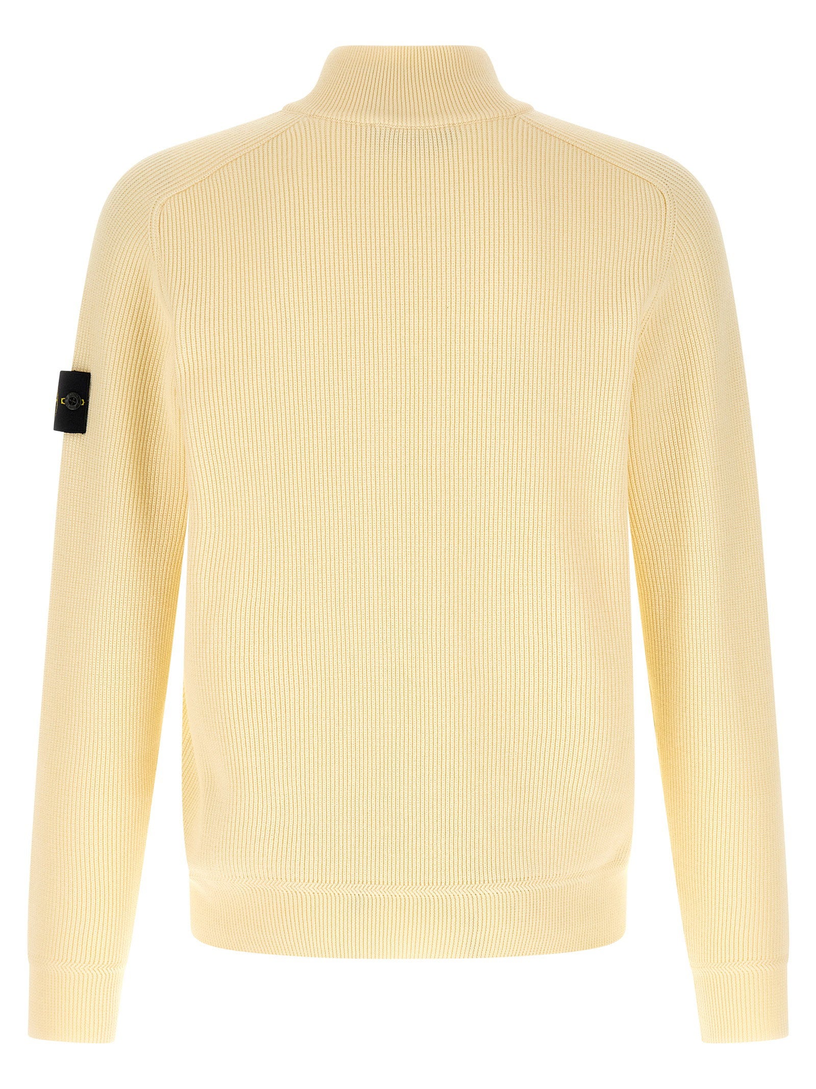 Stone Island Geribbelde Organic Cotton Halfzip Trui Beige Topwear Stone Island