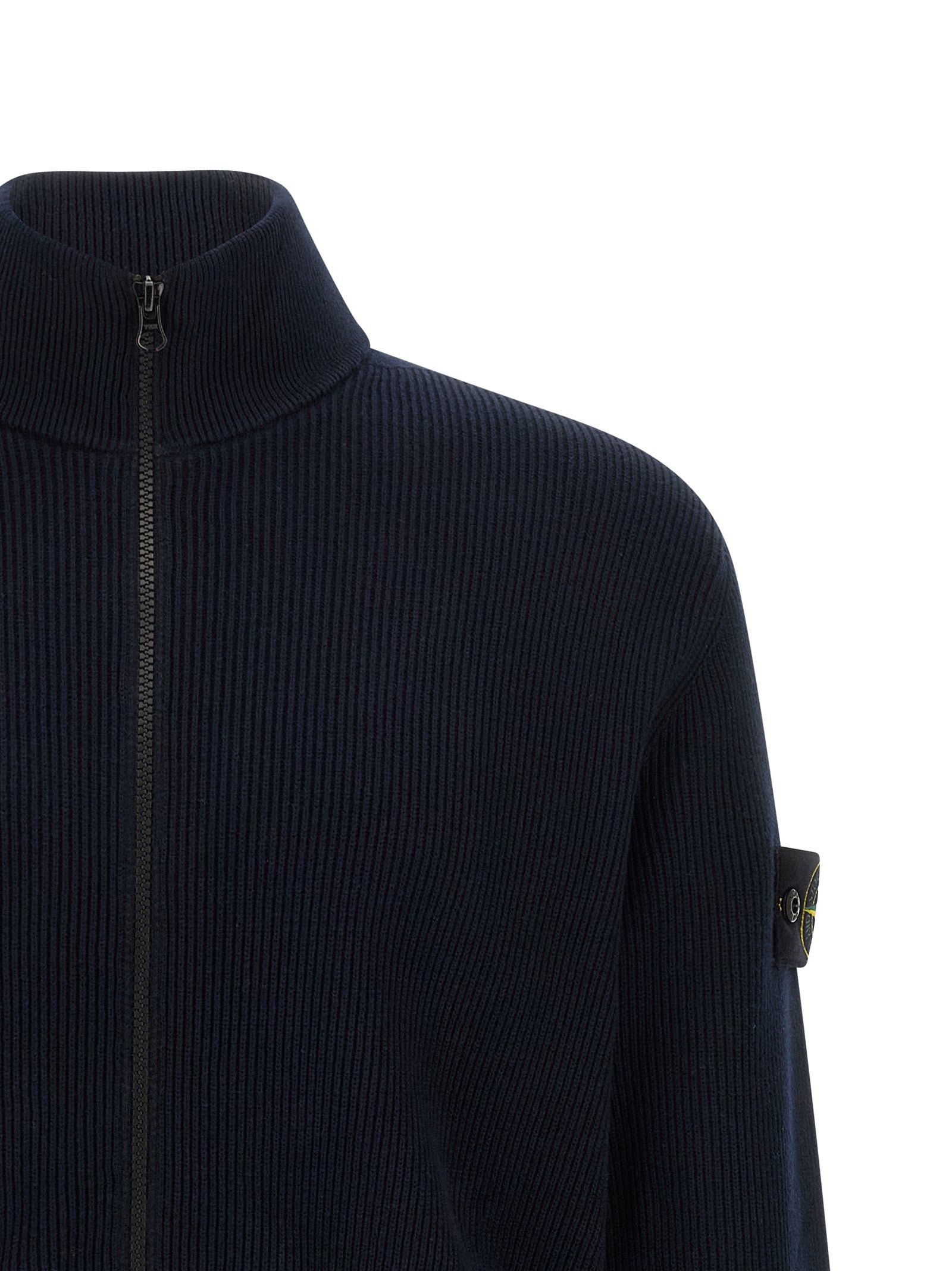 Stone Island 5100126 Ribbed Organic Cotton Zip Sweater Navy-thumbmail-3