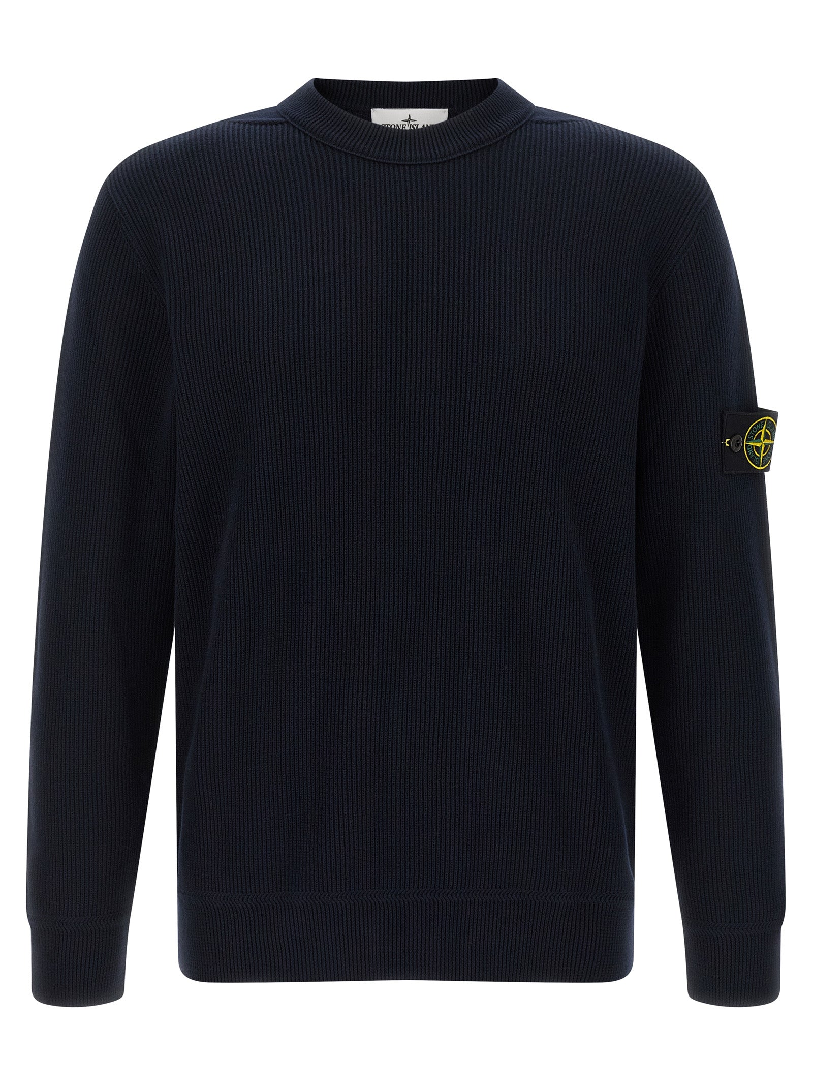 Stone Island 5100154 Ribbed Soft Organic Cotton Sweater Zwart