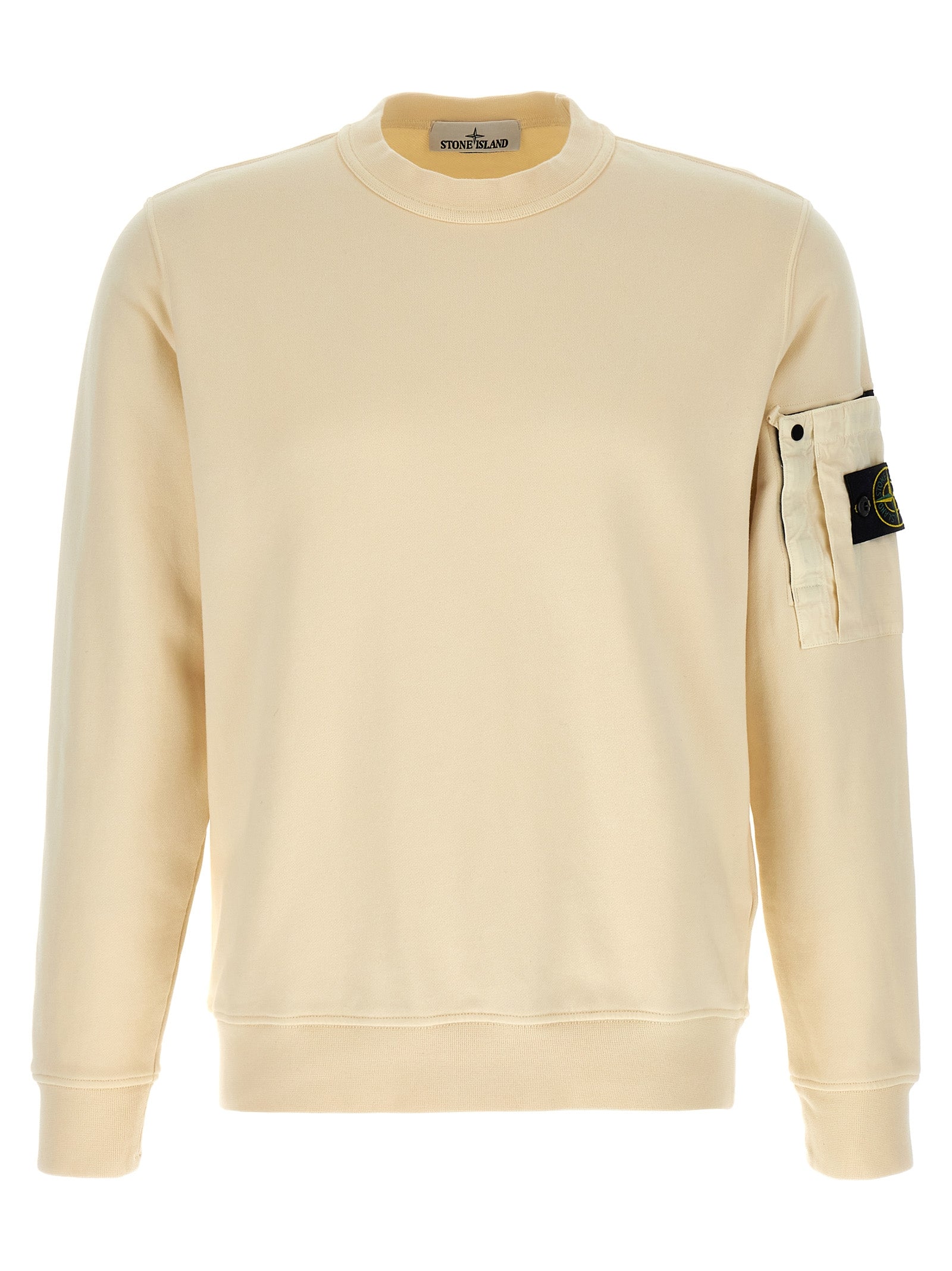 Stone Island 6100019 Garment Dyed Sweatshirt With Pocket Ivory