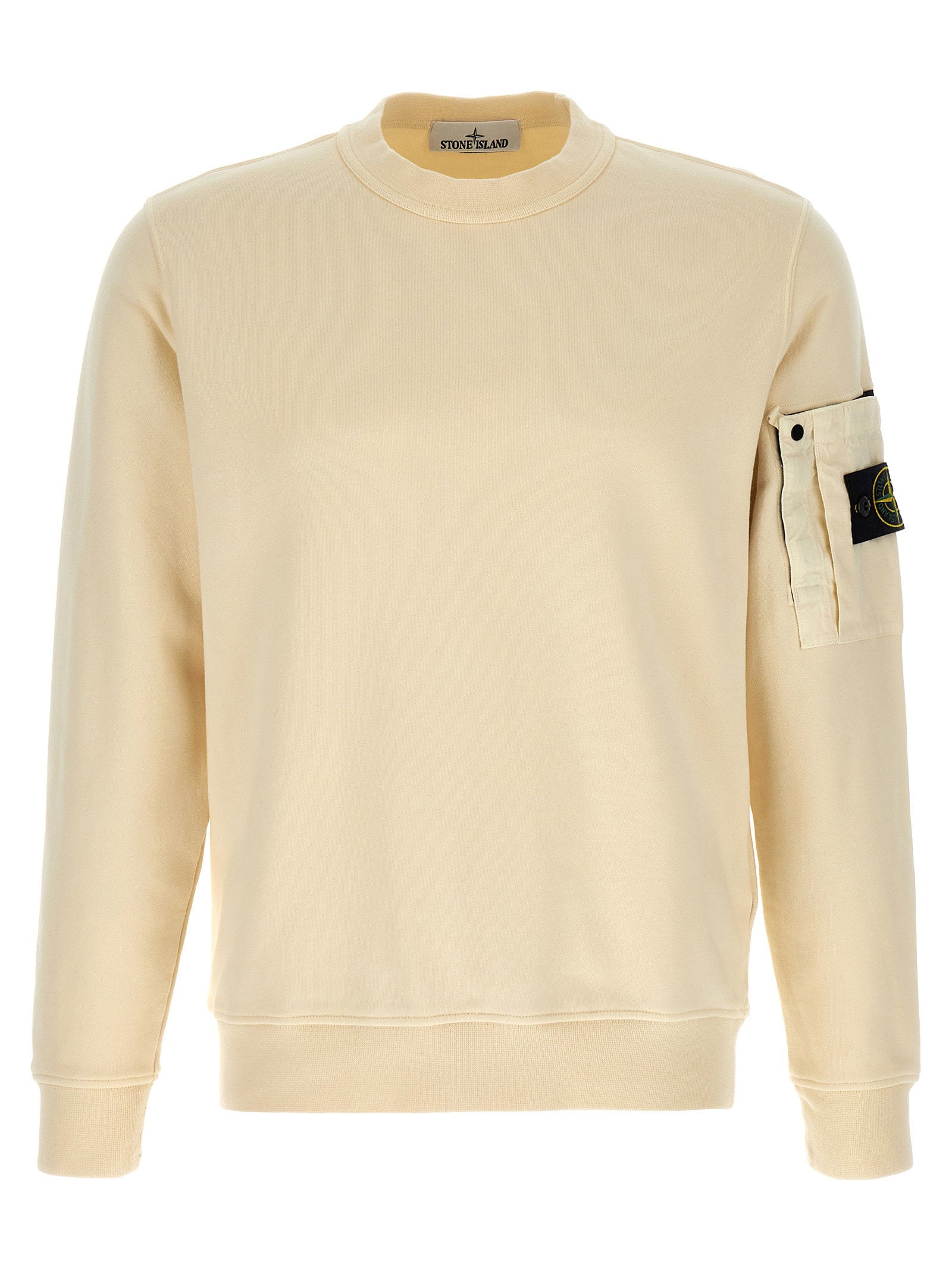 Stone Island Garment Dyed Ripstop Pocket Sweatshirt Ivory Topwear Stone Island