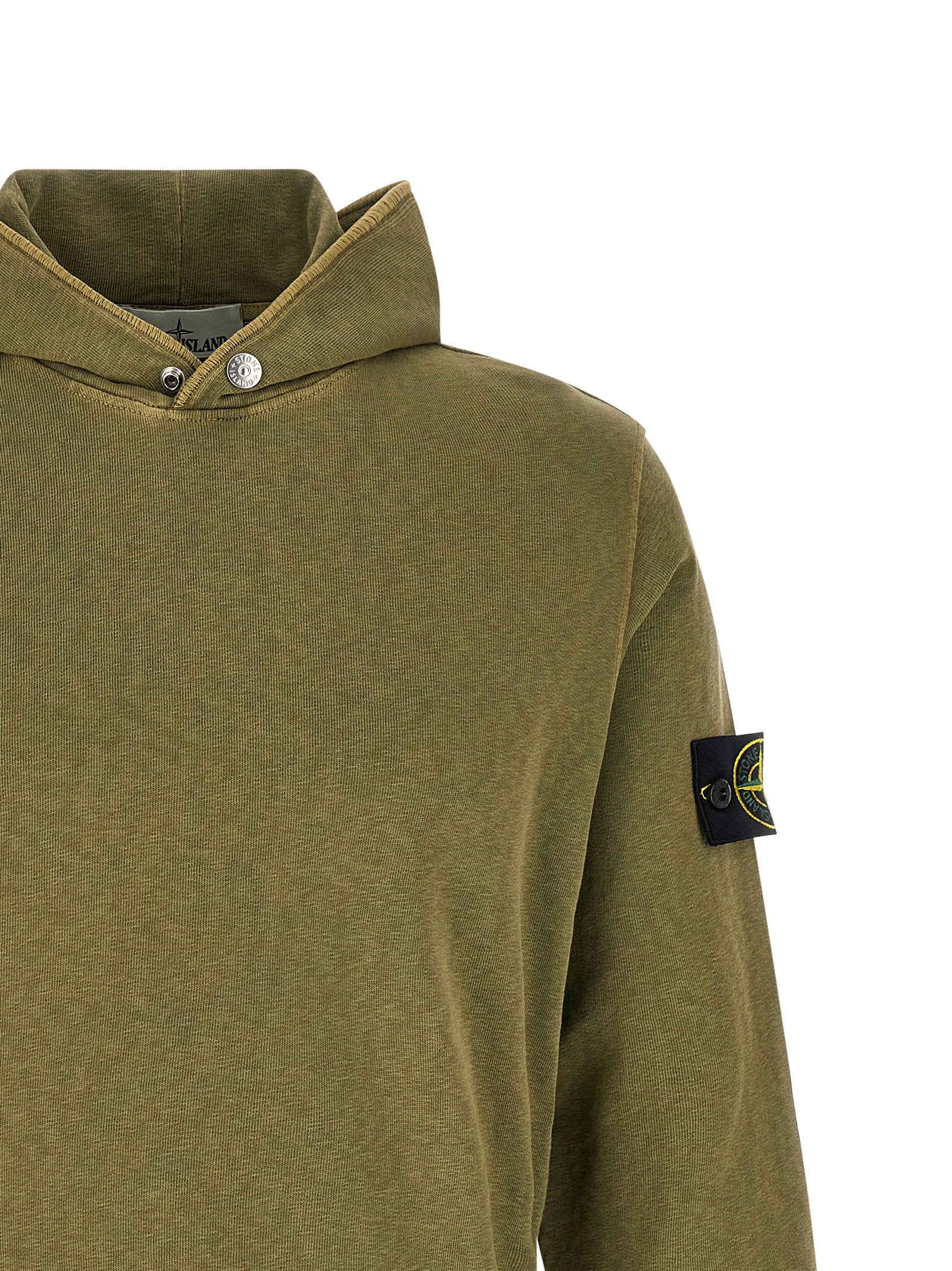 Stone Island 6100031 Malfilé Fleece Old Effect Hoodie Olijfgroen-thumbmail-3