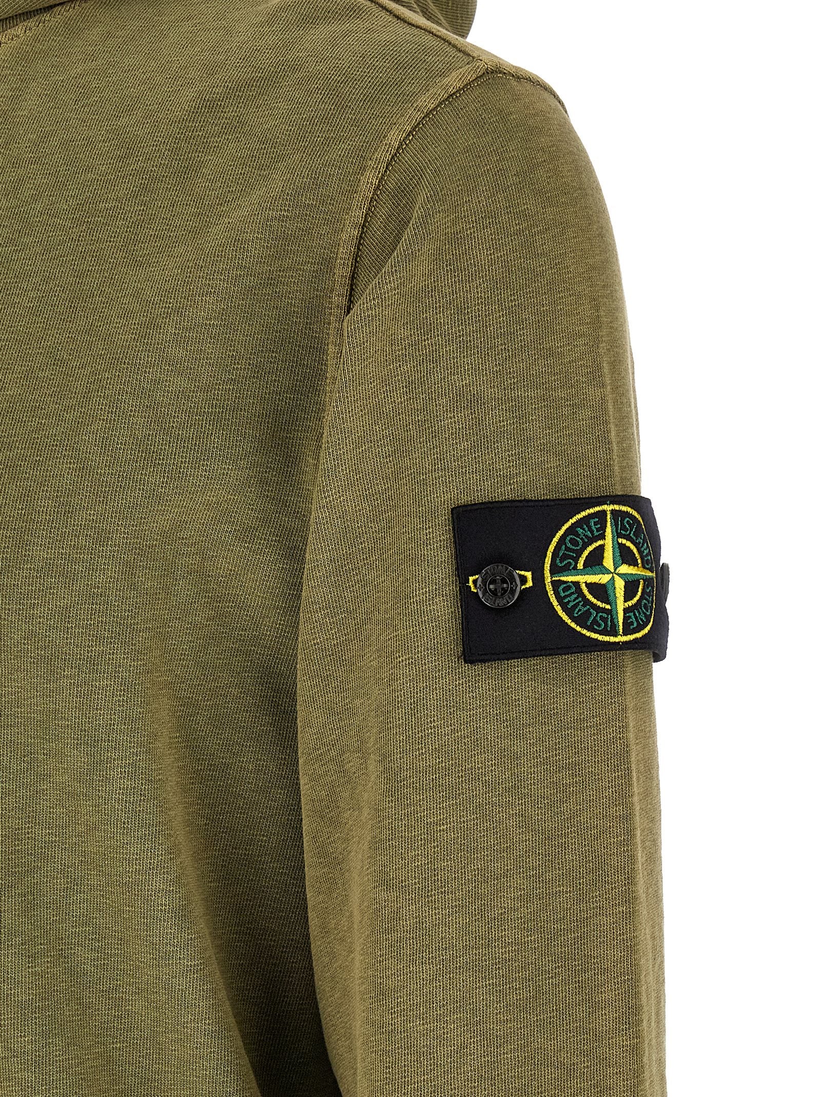 Stone Island 6100031 Malfilé Fleece Old Effect Hoodie Olijfgroen-thumbmail-5