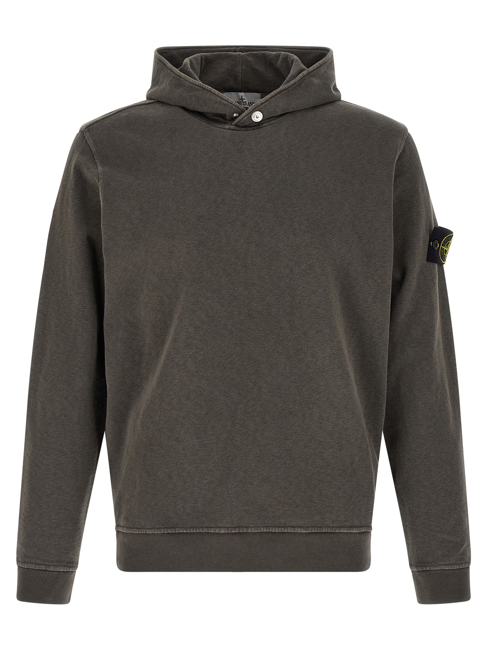 Stone Island 6100031 Malfilé Fleece Old Effect Hoodie Charcoal Grey