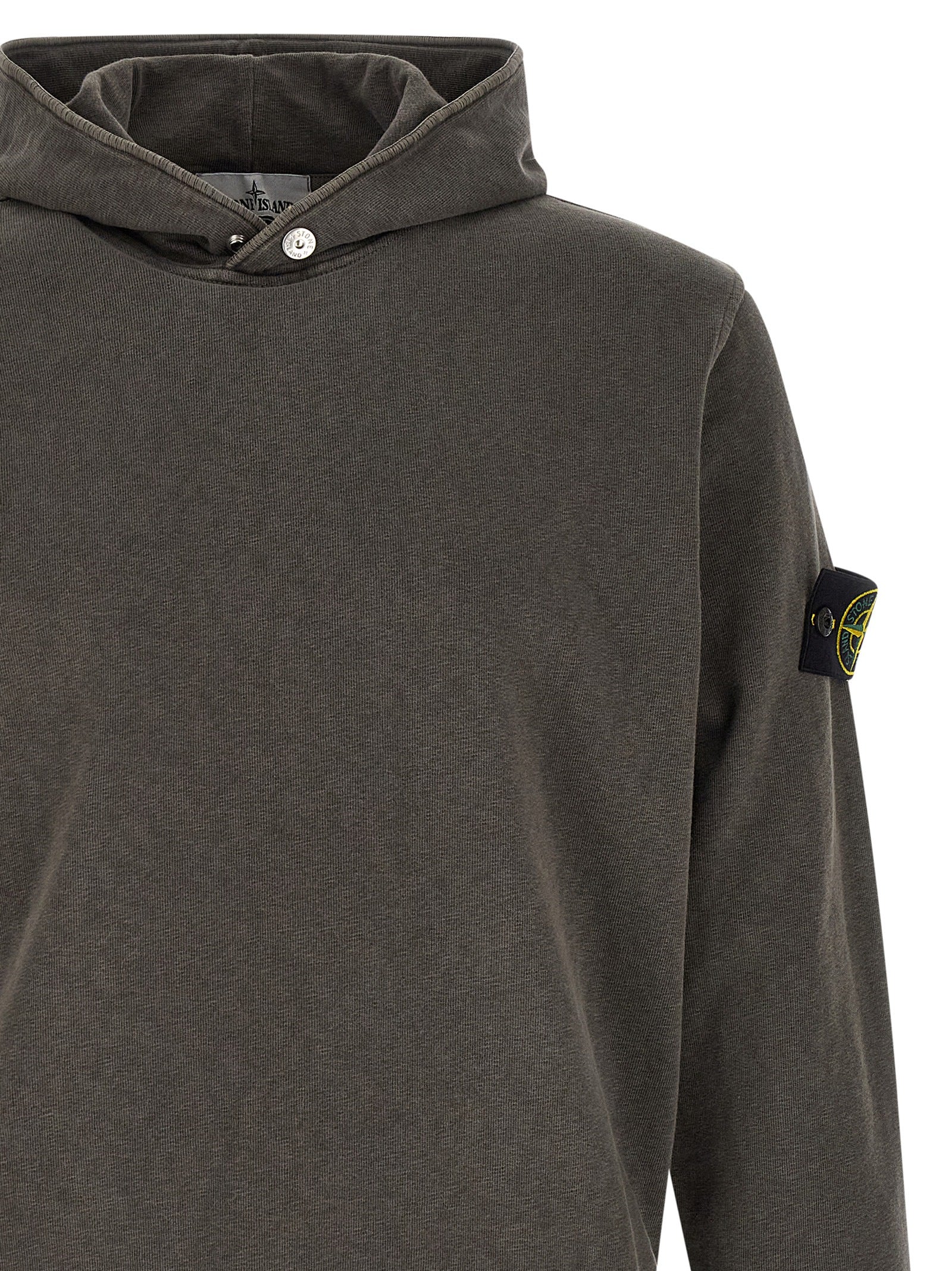 Stone Island 6100031 Malfilé Fleece Old Effect Hoodie Charcoal Grey-thumbmail-3