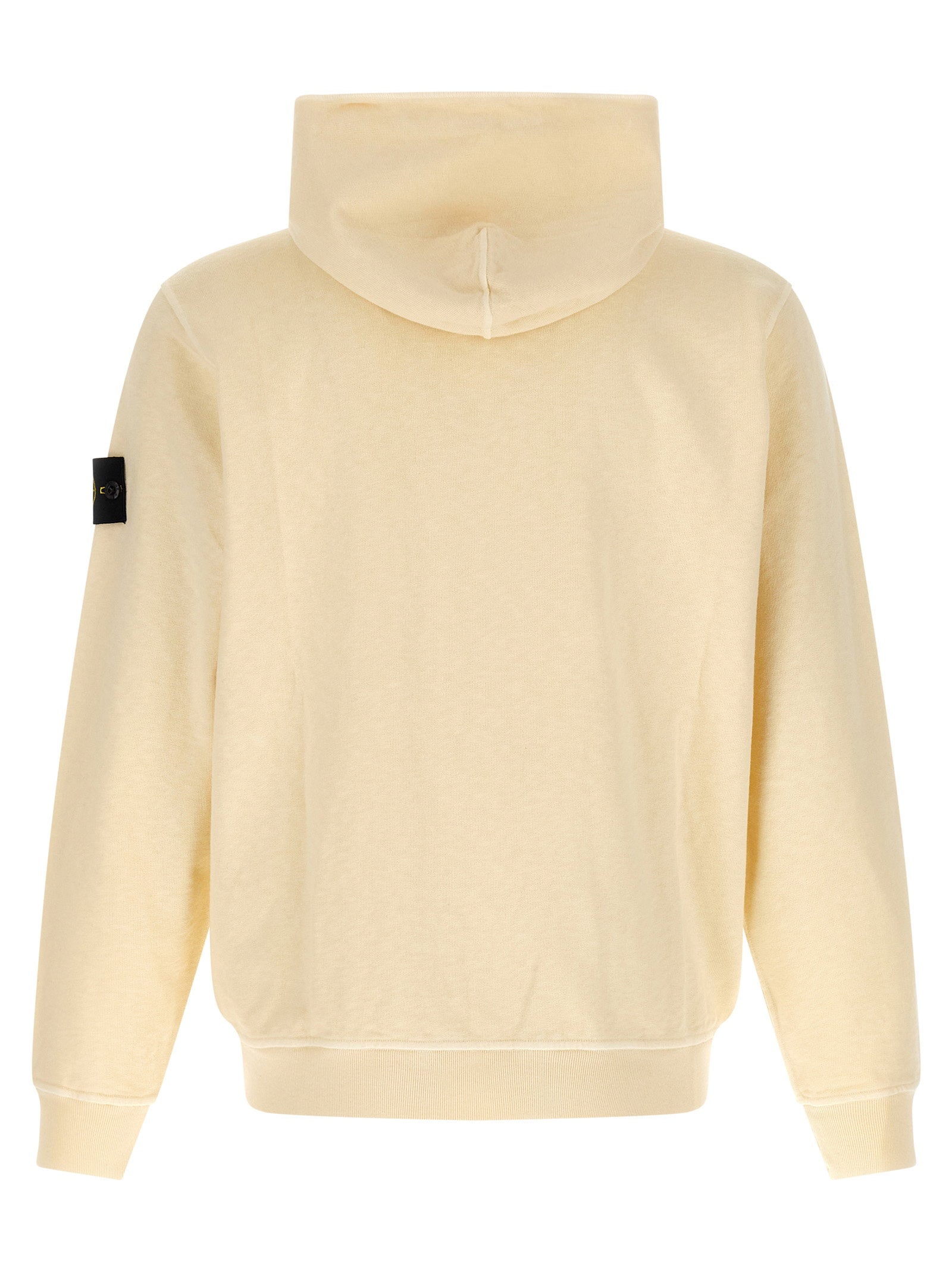 Stone Island 6100032 Malfilé Fleece Old Effect Zip Hoodie in Ecru-thumbmail-2