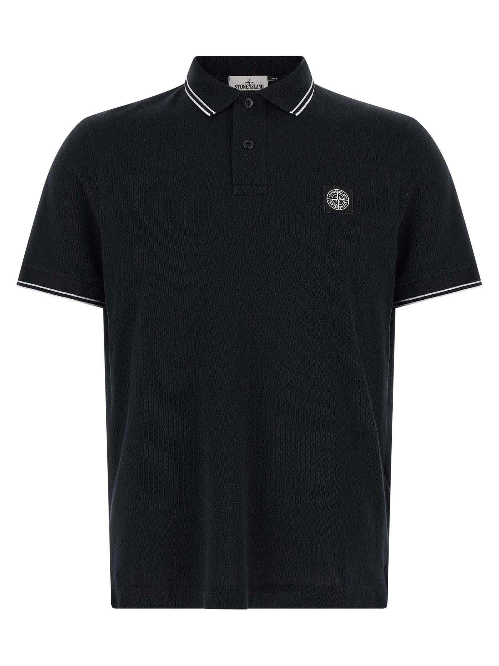 Stone Island 2200010 Slim-fit Polo met Compass Patch Navy Polo's Stone Island