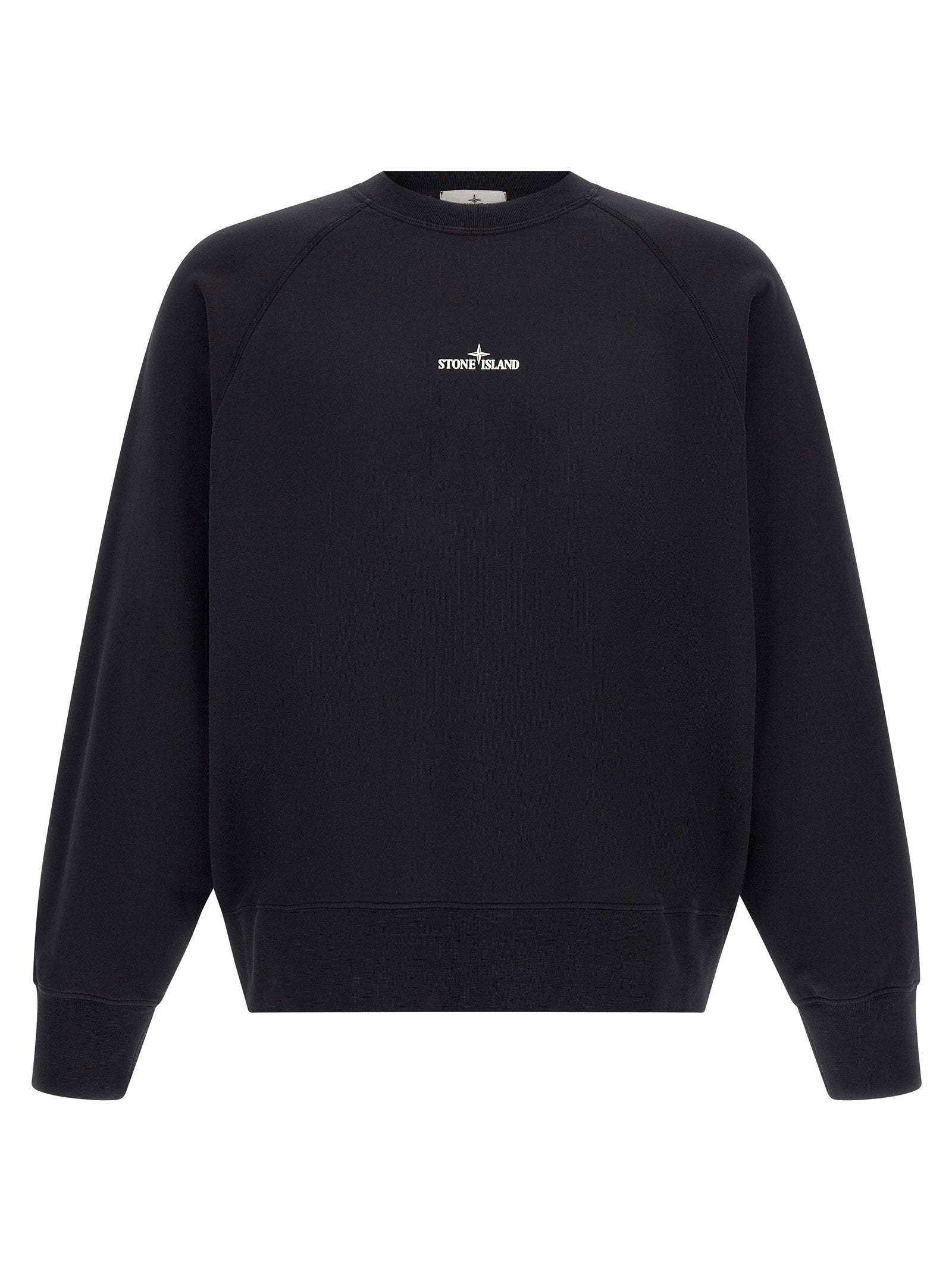 Stone Island sweatshirt met compass print, vooraanzicht met letterlogo