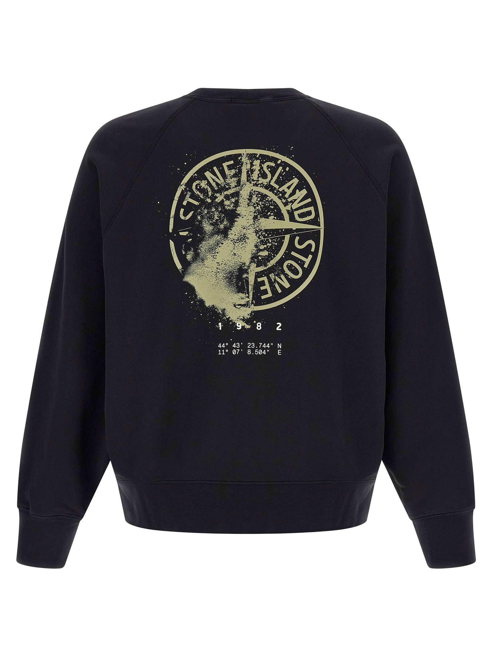 Stone Island sweatshirt met compass print, achteraanzicht met rugprint