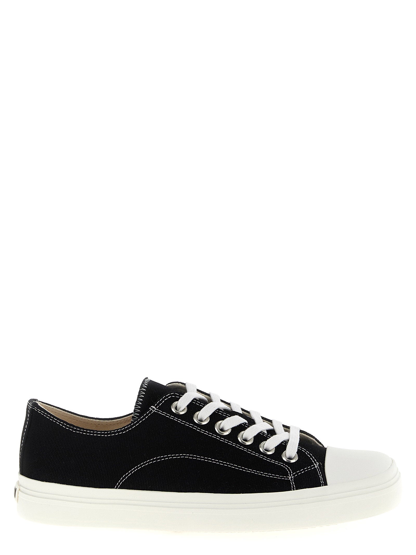 Moschino Edge canvas sneaker zwart wit zijaanzicht