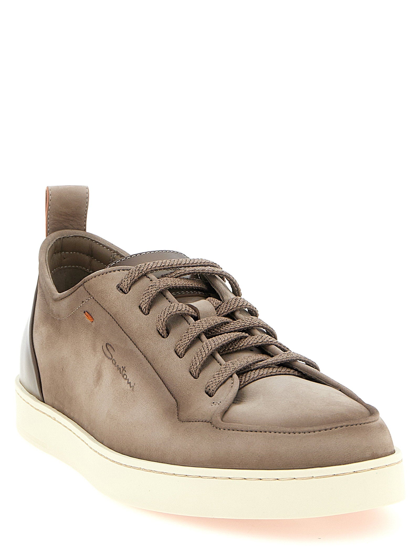 Santoni Montecarlo Suède Leren Low-Top Sneakers Beige-thumbmail-2