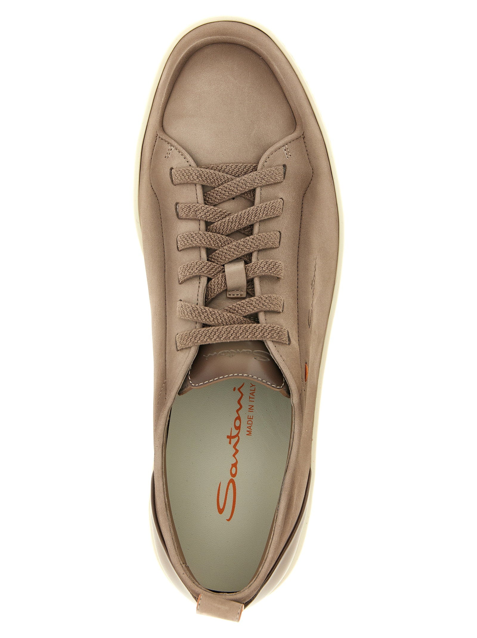 Santoni Montecarlo Suède Leren Low-Top Sneakers Beige-thumbmail-4