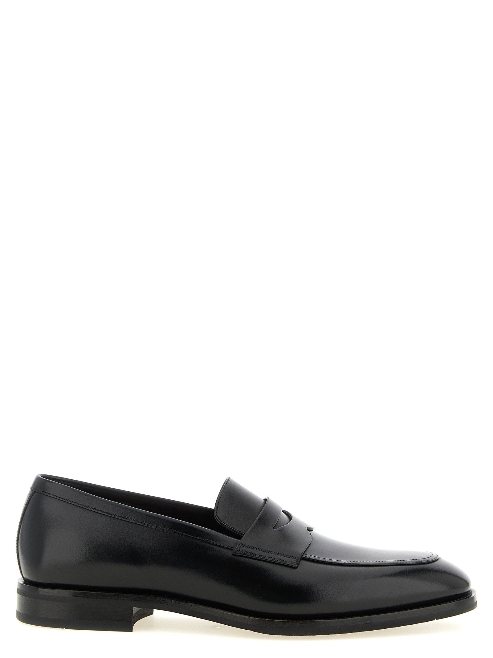 Santoni Gregor penny loafer zwart - zijaanzicht